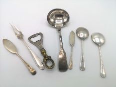 Georgian silver ladle and other silver