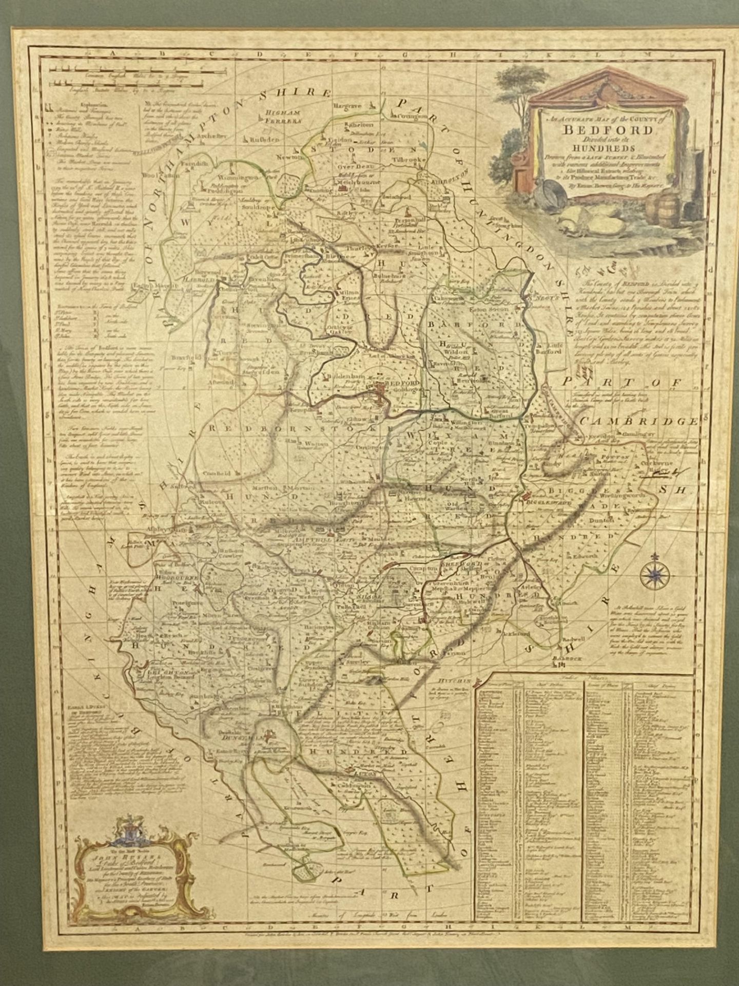 Framed and glazed map of Bedford together with a hand coloured map of Bedfordshire - Bild 6 aus 11