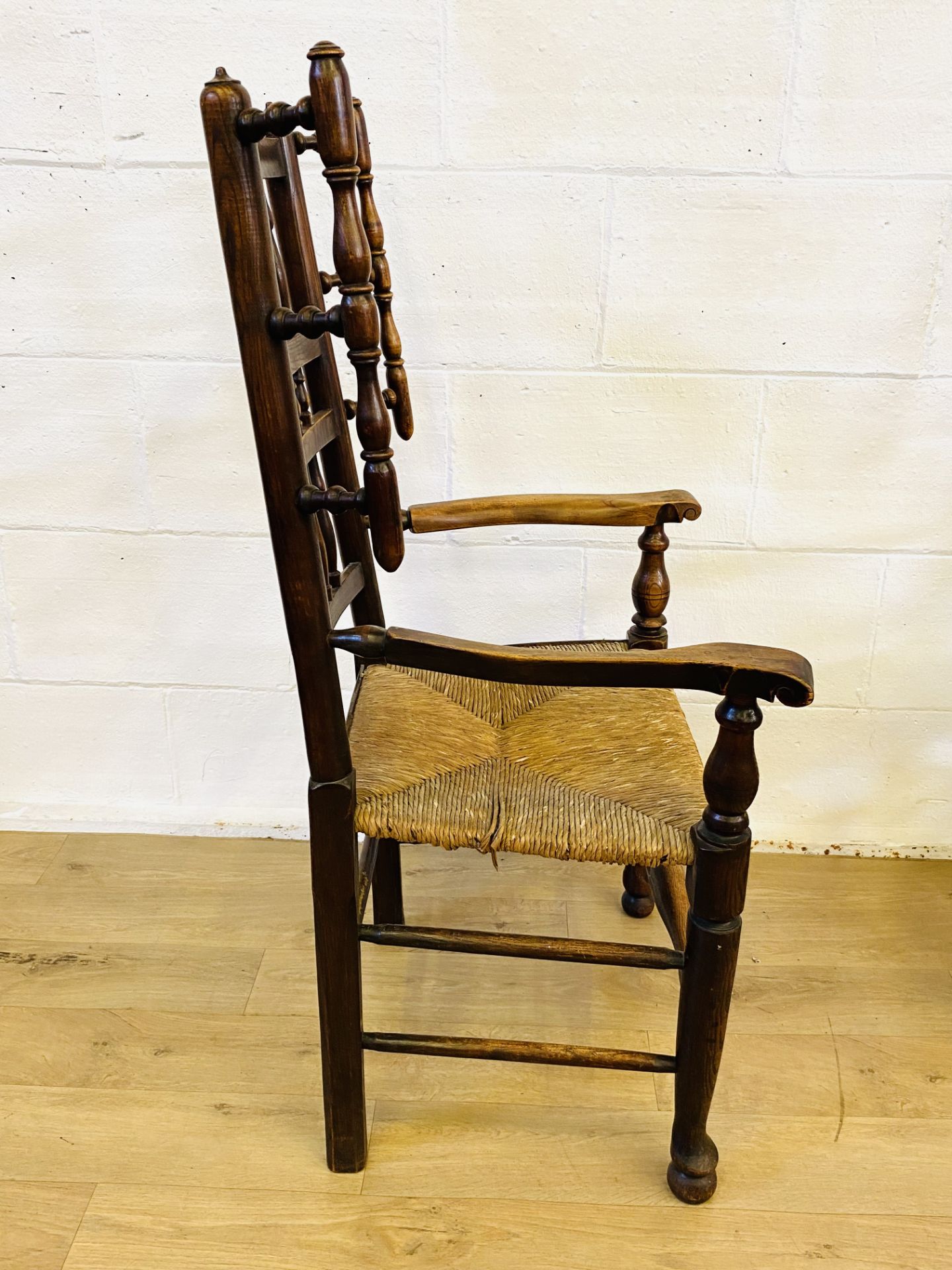 Pair of oak arts and crafts style armchairs - Image 5 of 7