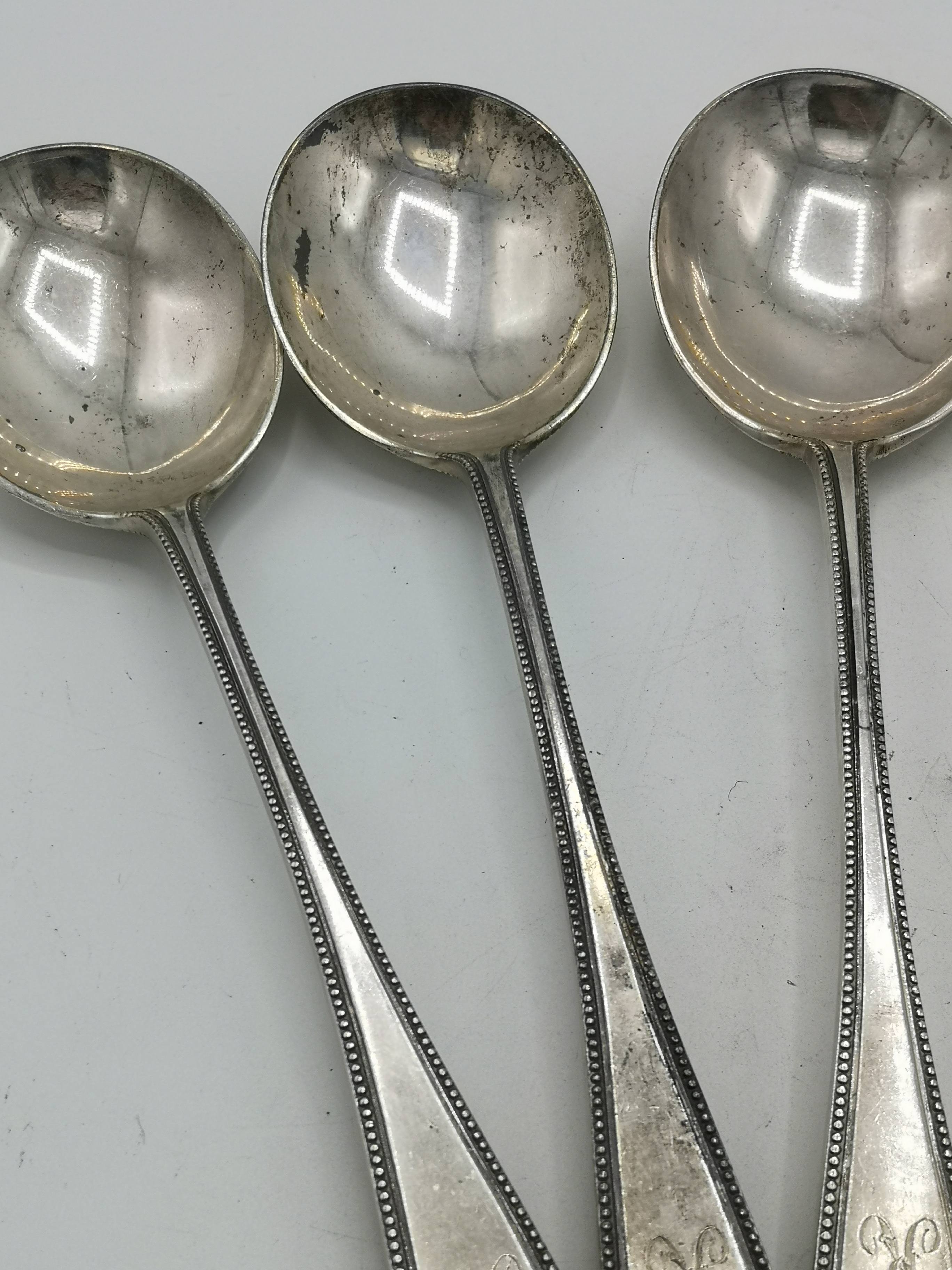 Five silver soup spoons together with a matched silver soup spoon - Image 4 of 6