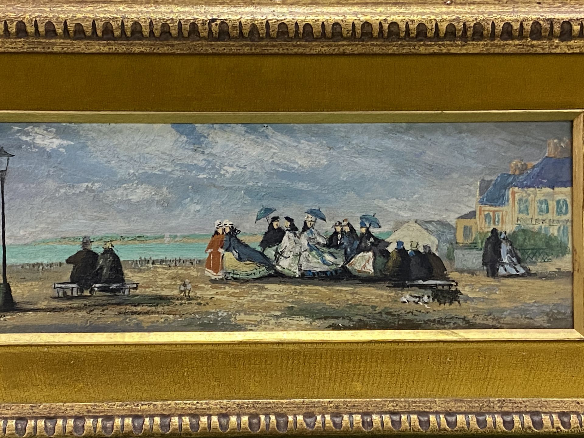 Oil on board of a sea front scene - Image 3 of 6
