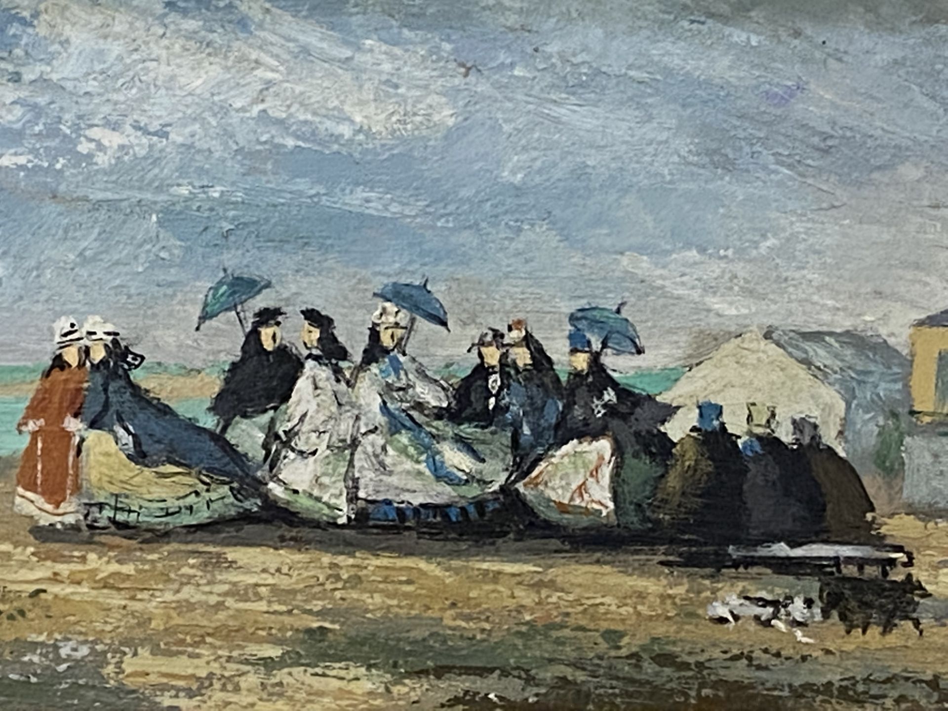 Oil on board of a sea front scene - Image 4 of 6