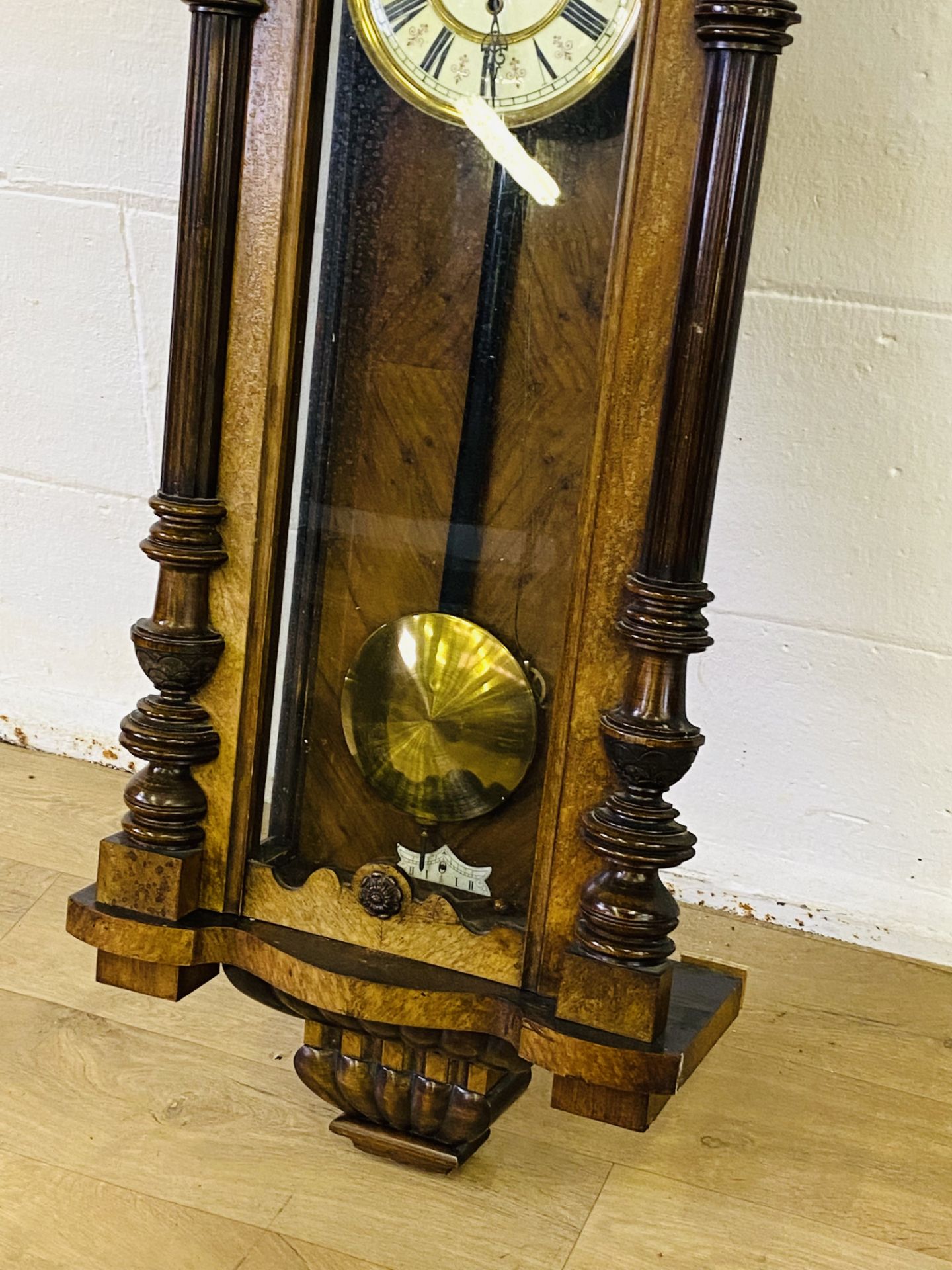 Mahogany and glass cased wall clock - Image 5 of 6