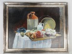 Oil on board still life