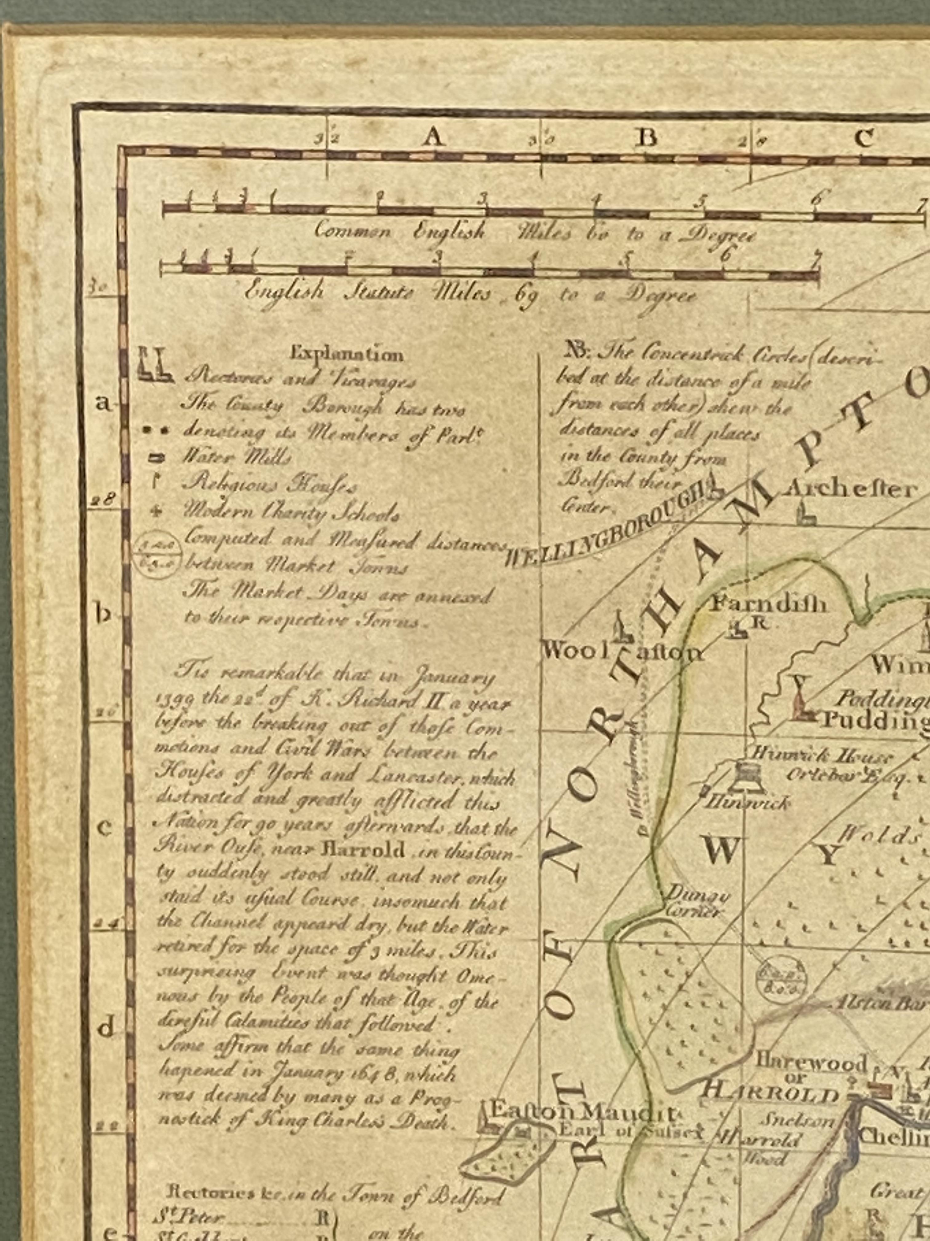 Framed and glazed map of Bedford together with a hand coloured map of Bedfordshire - Image 11 of 11