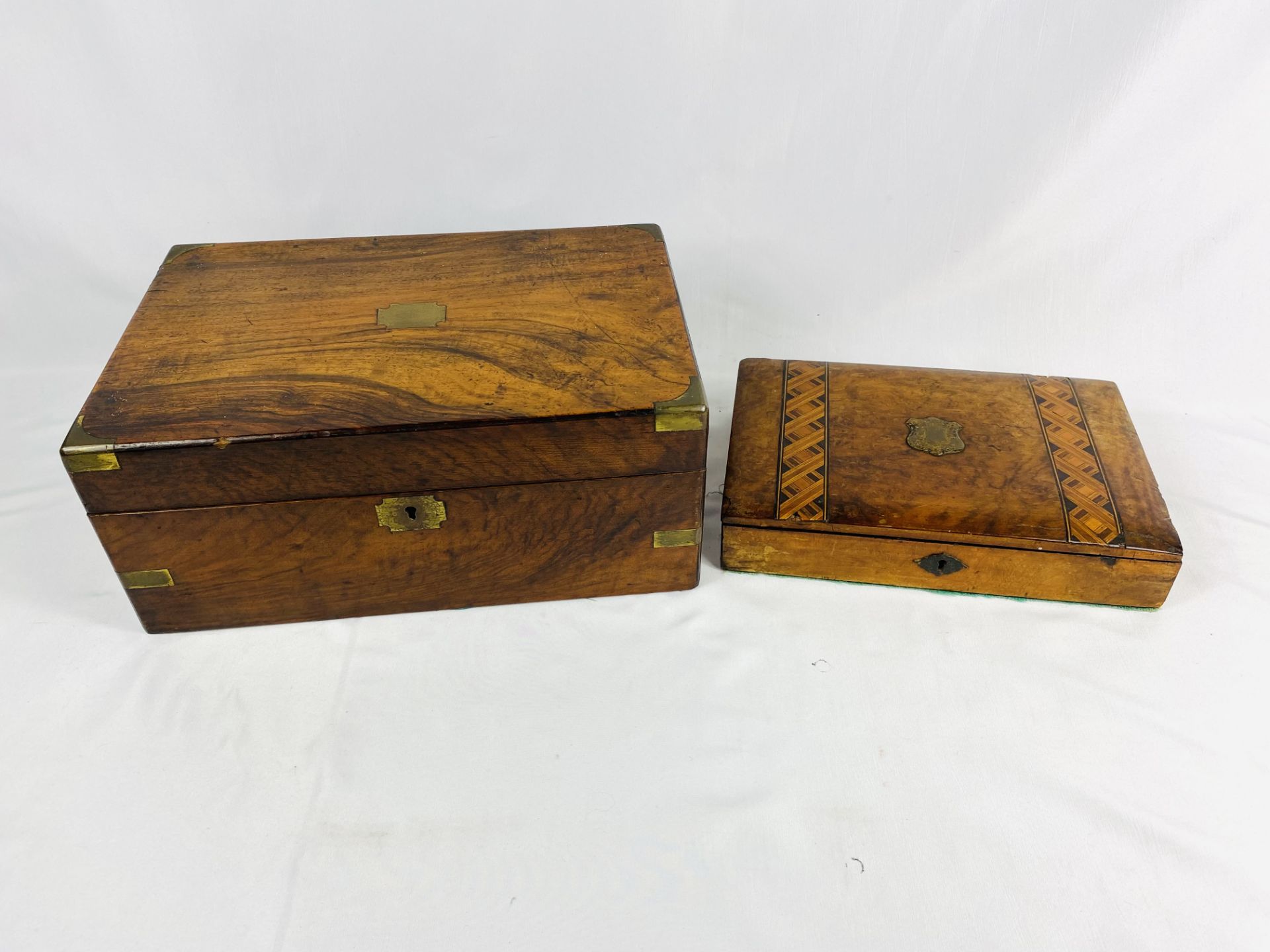 Mahogany writing box together with a mahogany veneer jewellery box - Image 2 of 4