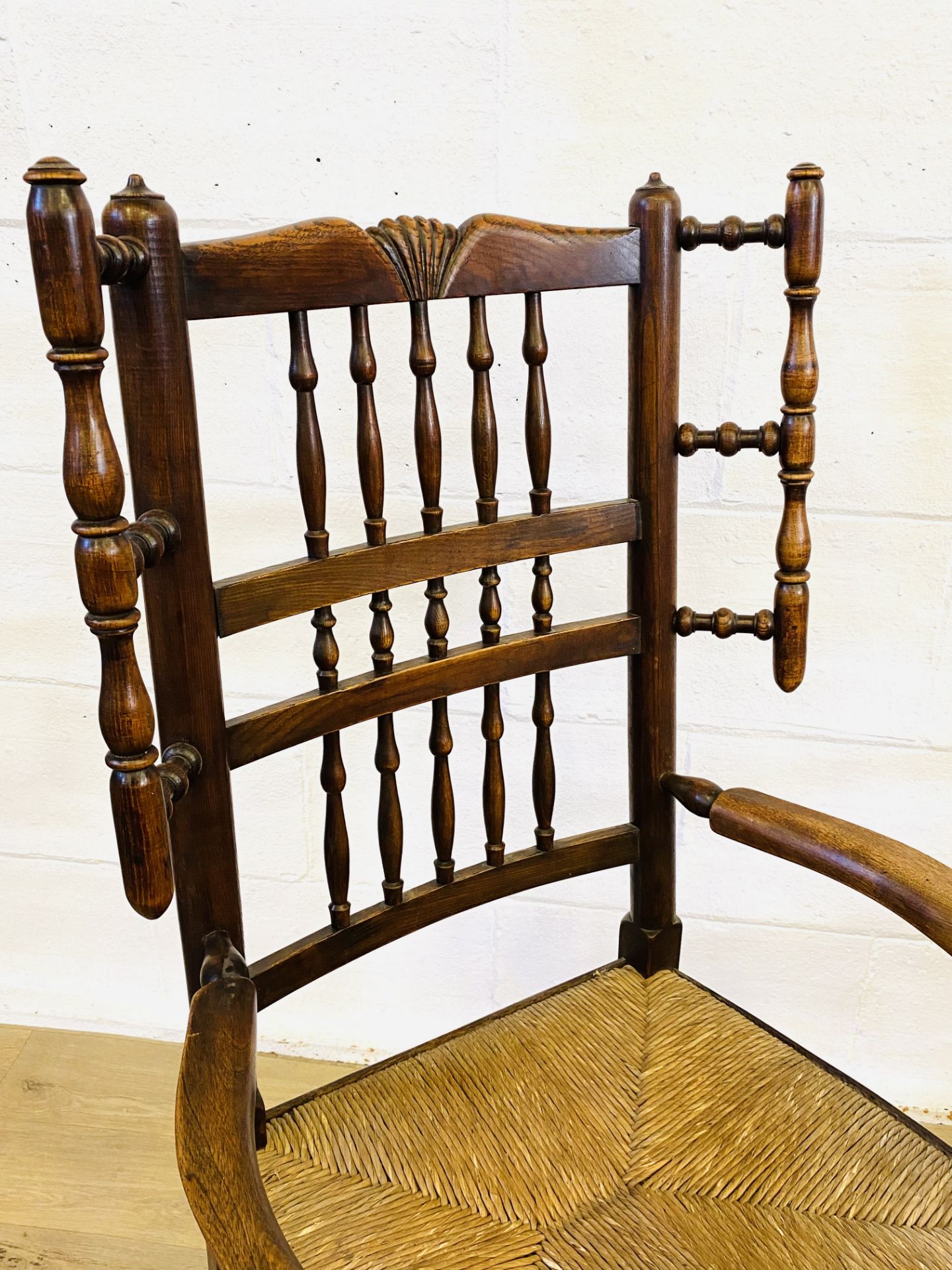 Pair of oak arts and crafts style armchairs - Image 4 of 7