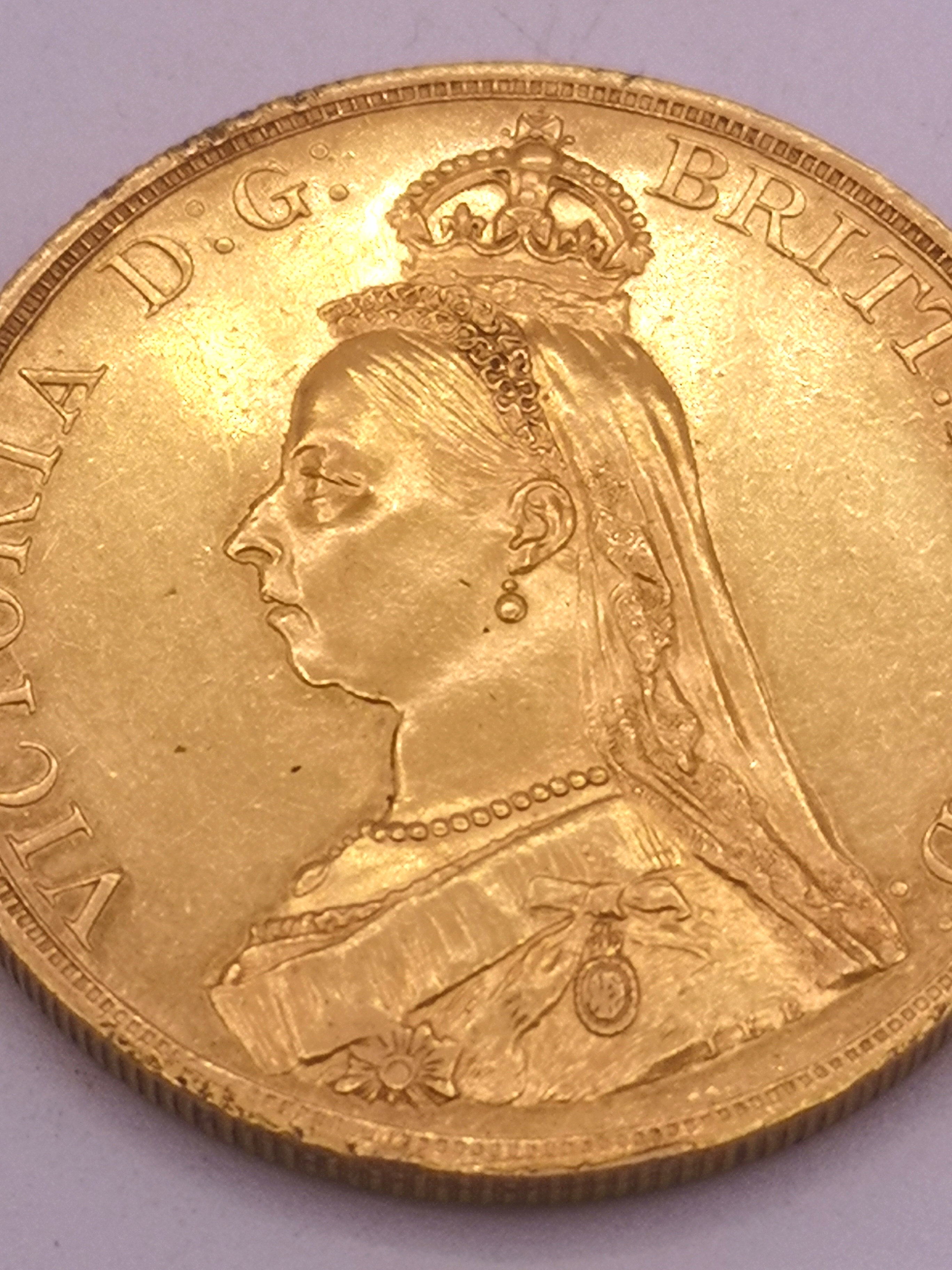 Queen Victoria jubilee five pounds gold coin, 1887 - Image 2 of 6