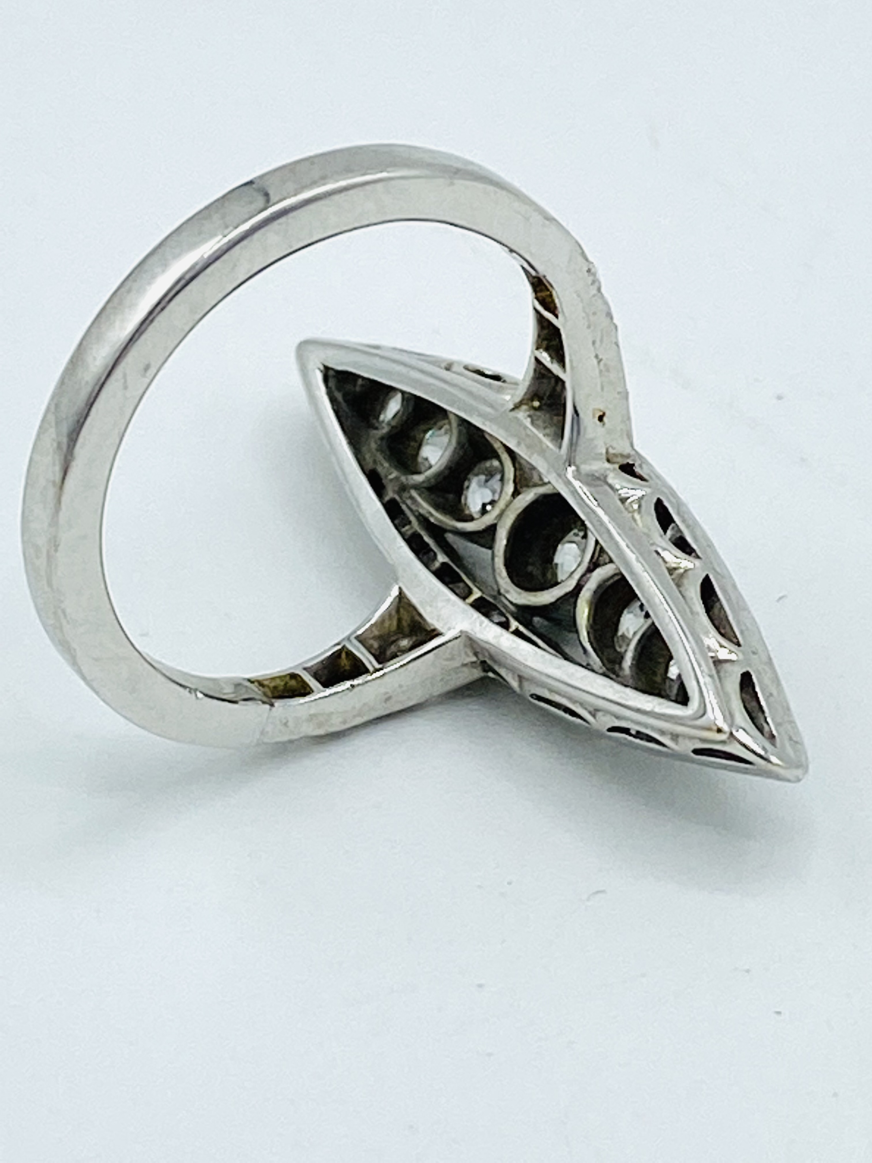 18ct white gold and diamond navette ring - Image 3 of 5