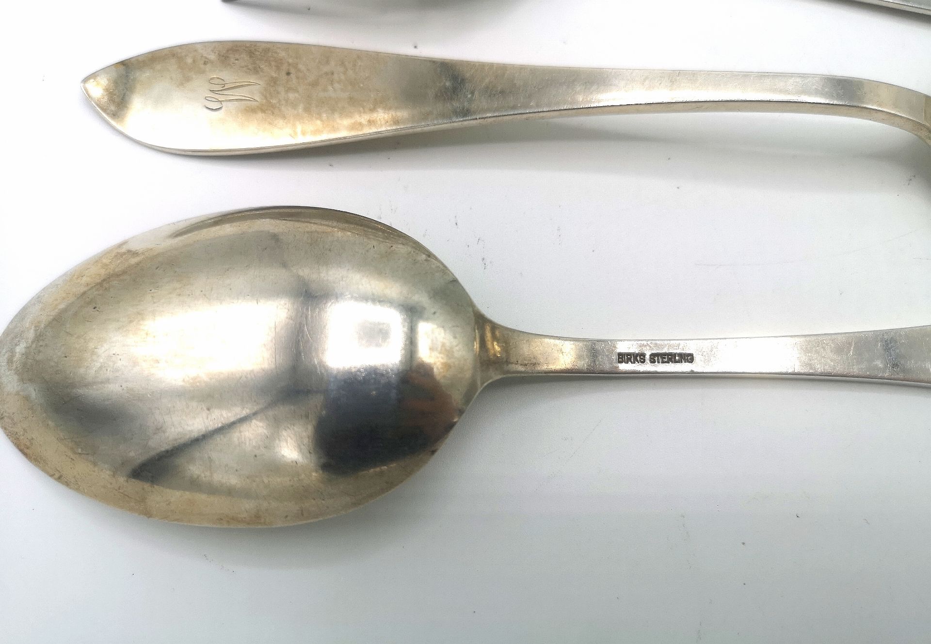 Six Birks silver dessert forks together with two silver table spoons - Image 2 of 4