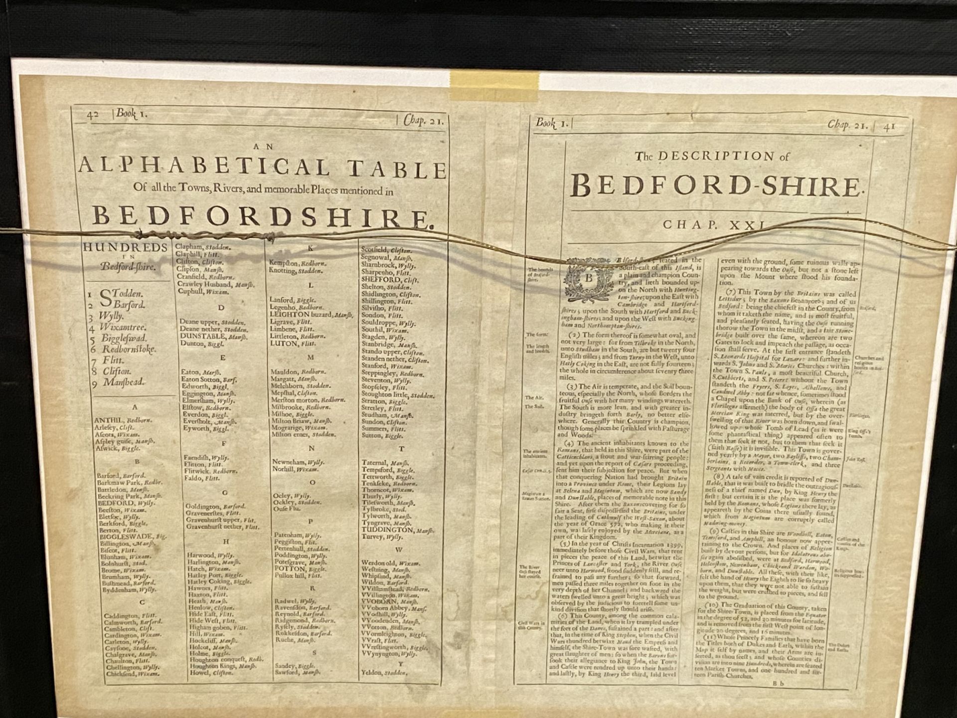 Framed and glazed map of Bedford together with a hand coloured map of Bedfordshire - Bild 5 aus 11