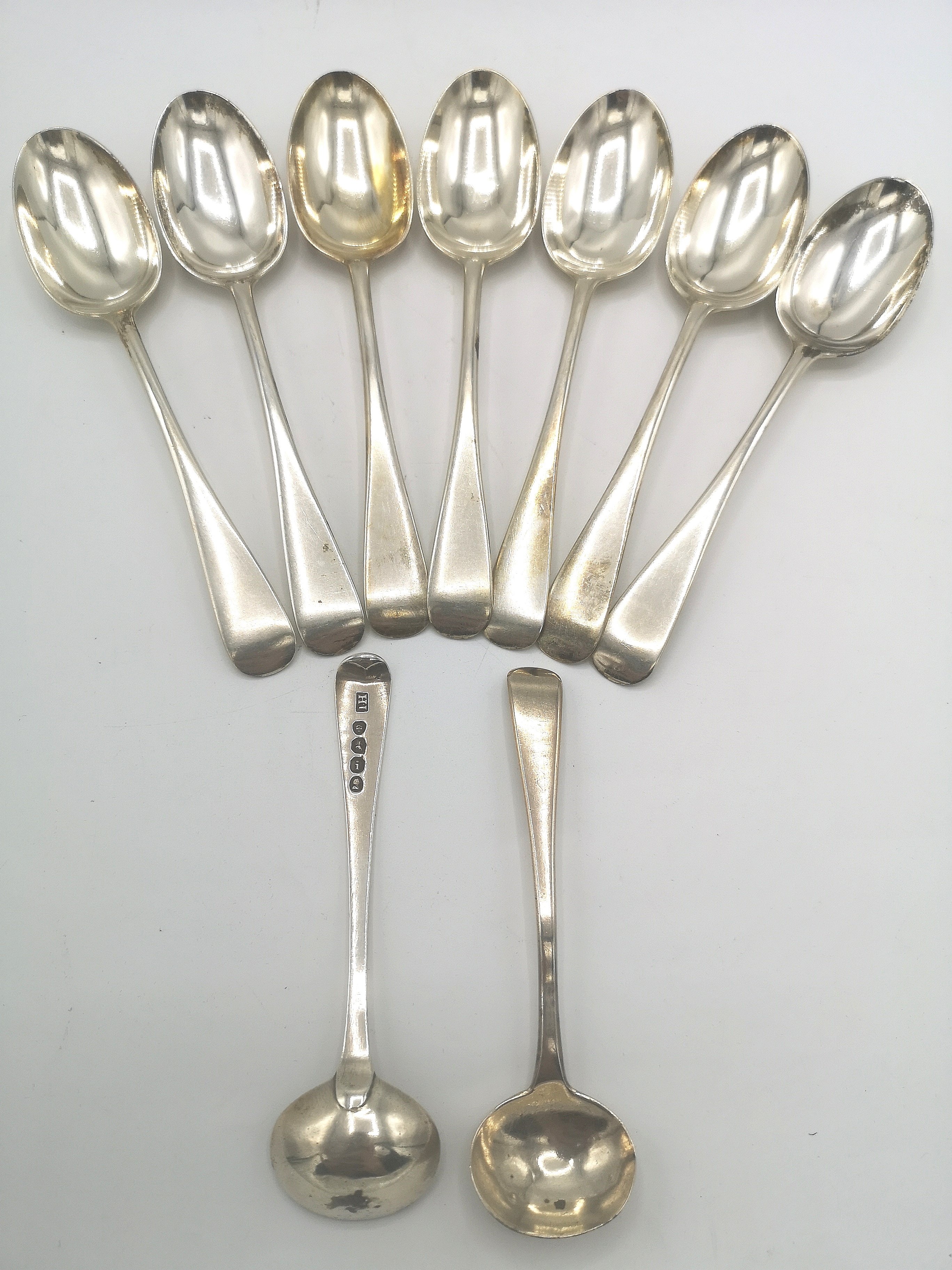 Set of seven silver tea spoons