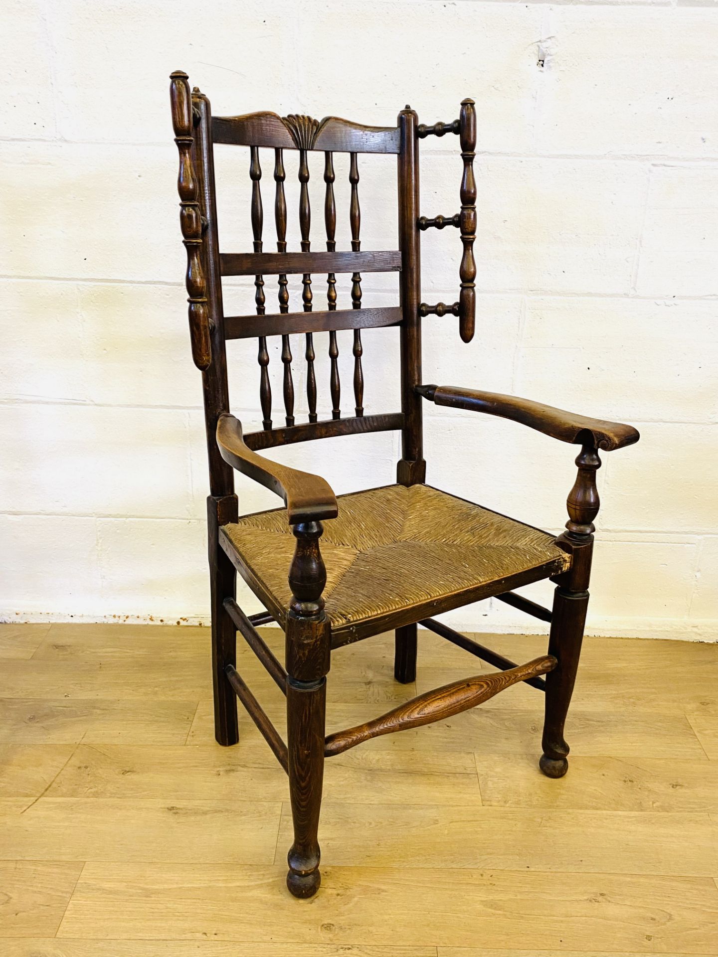 Pair of oak arts and crafts style armchairs - Image 6 of 7