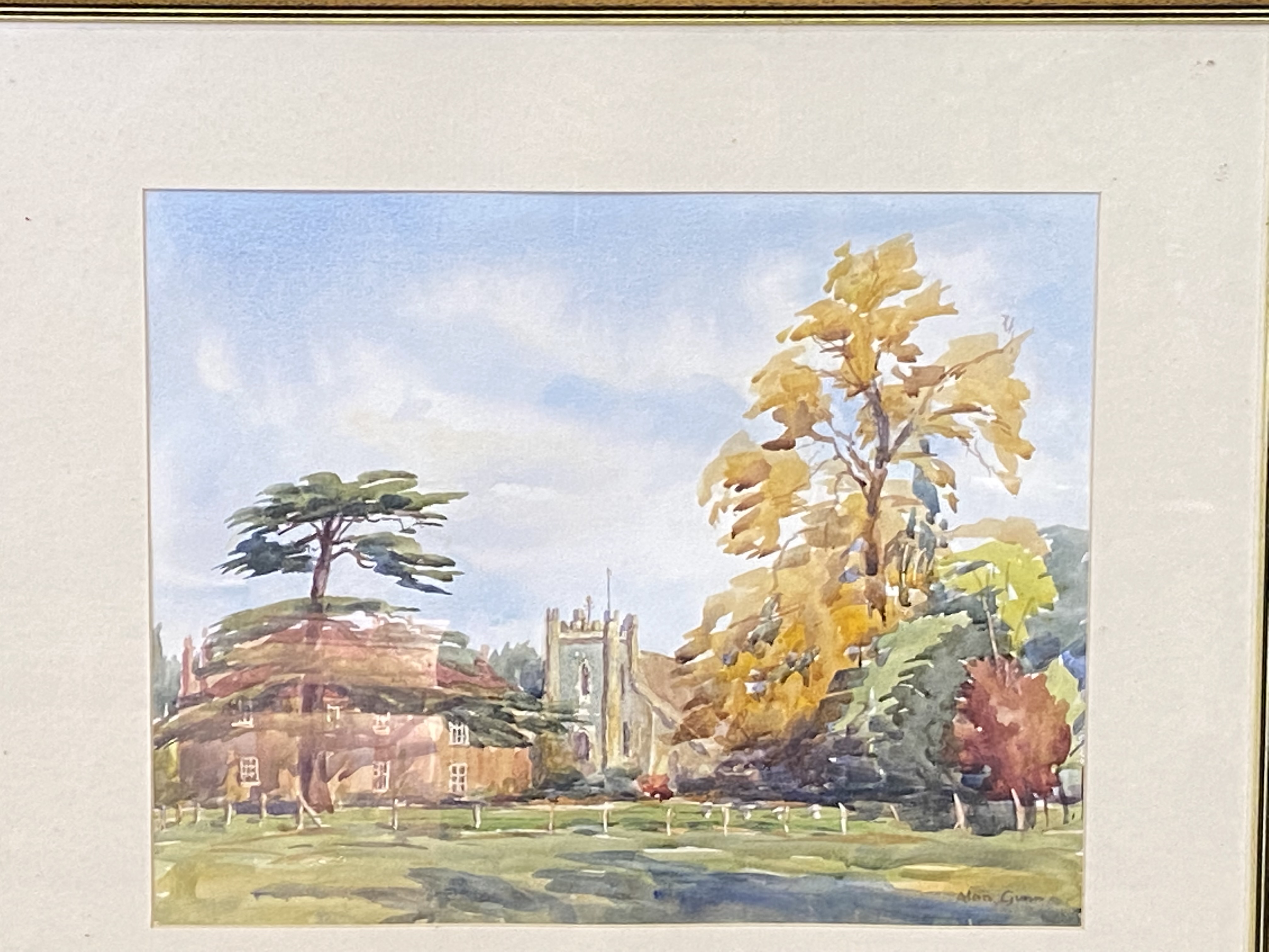 Framed and glazed watercolour of Remenham Church - Image 3 of 4