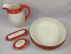 1930's ceramic wash bowl, water jug and dishes