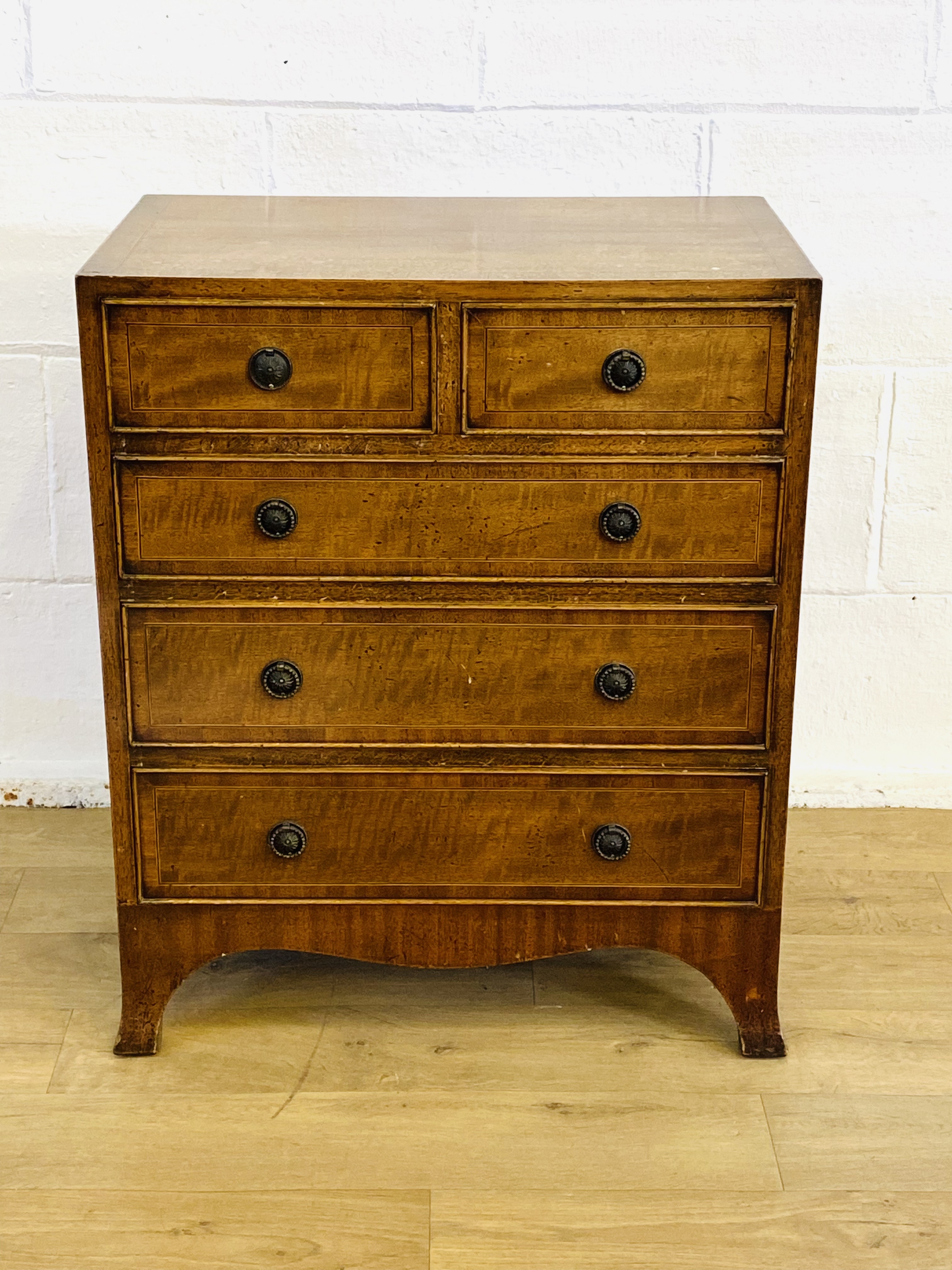 Mahogany chest of two over three drawers