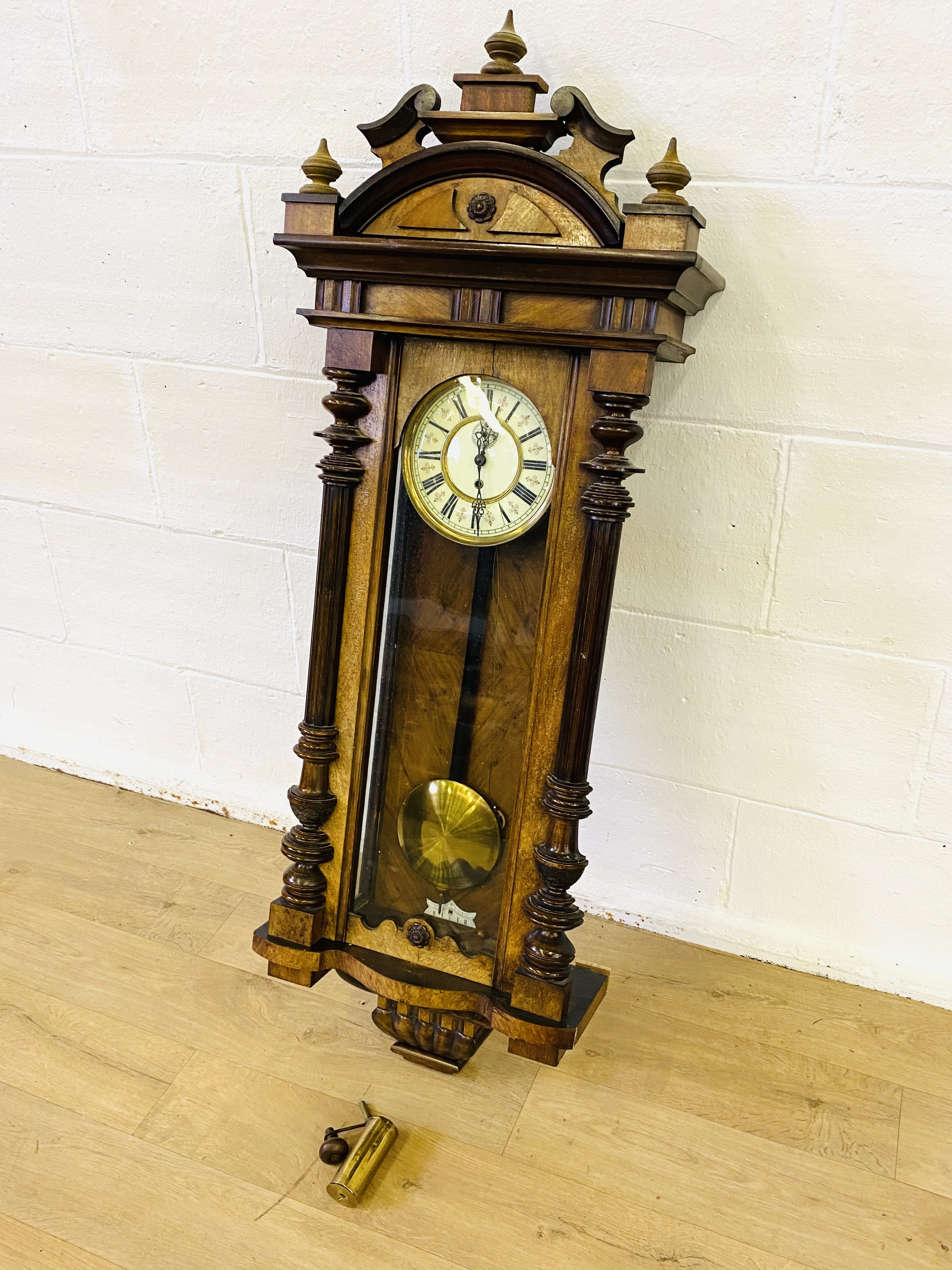 Mahogany and glass cased wall clock - Image 2 of 6