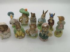 Nine Beswick Beatrix Potter figurines