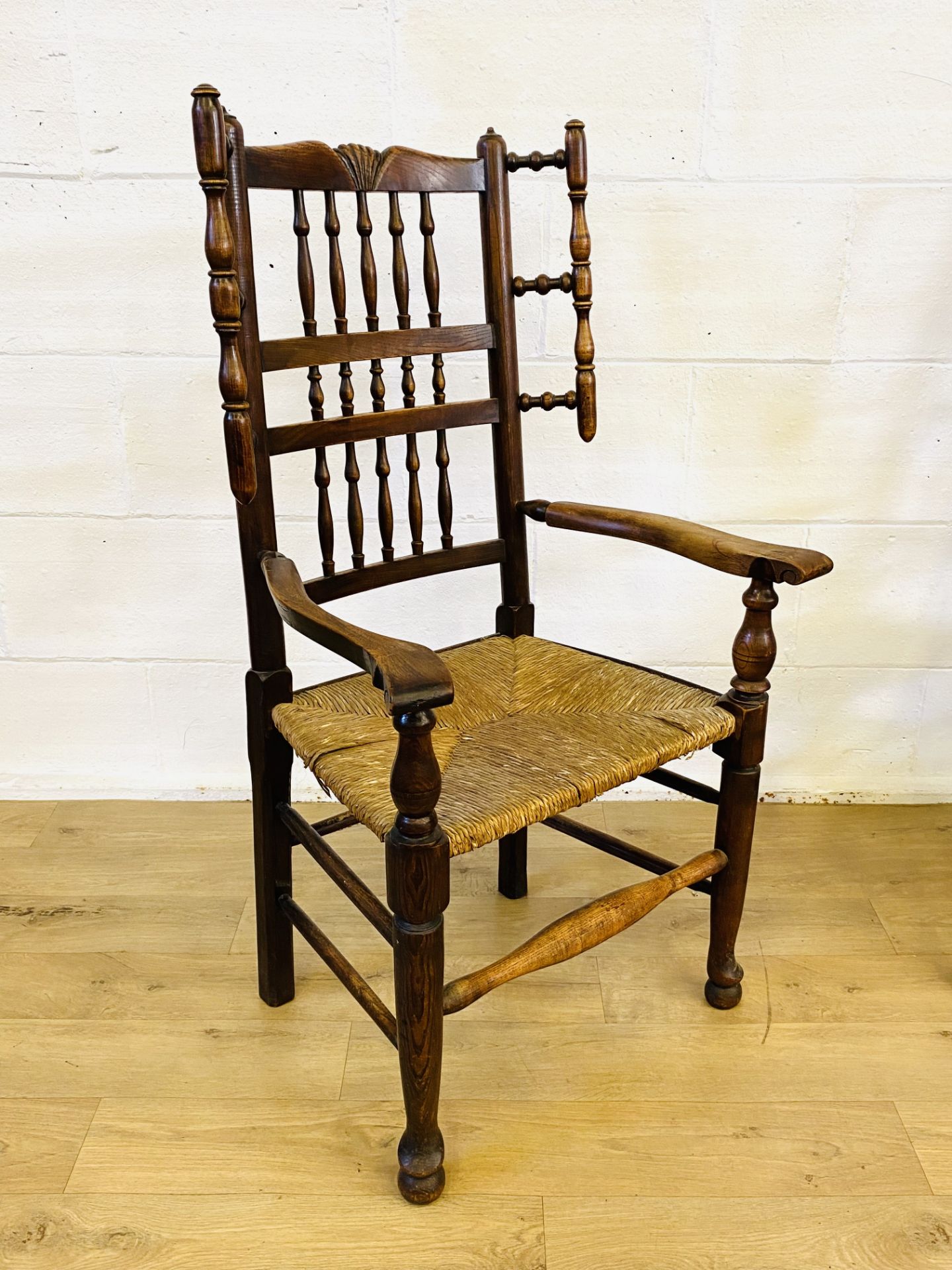 Pair of oak arts and crafts style armchairs - Image 3 of 7