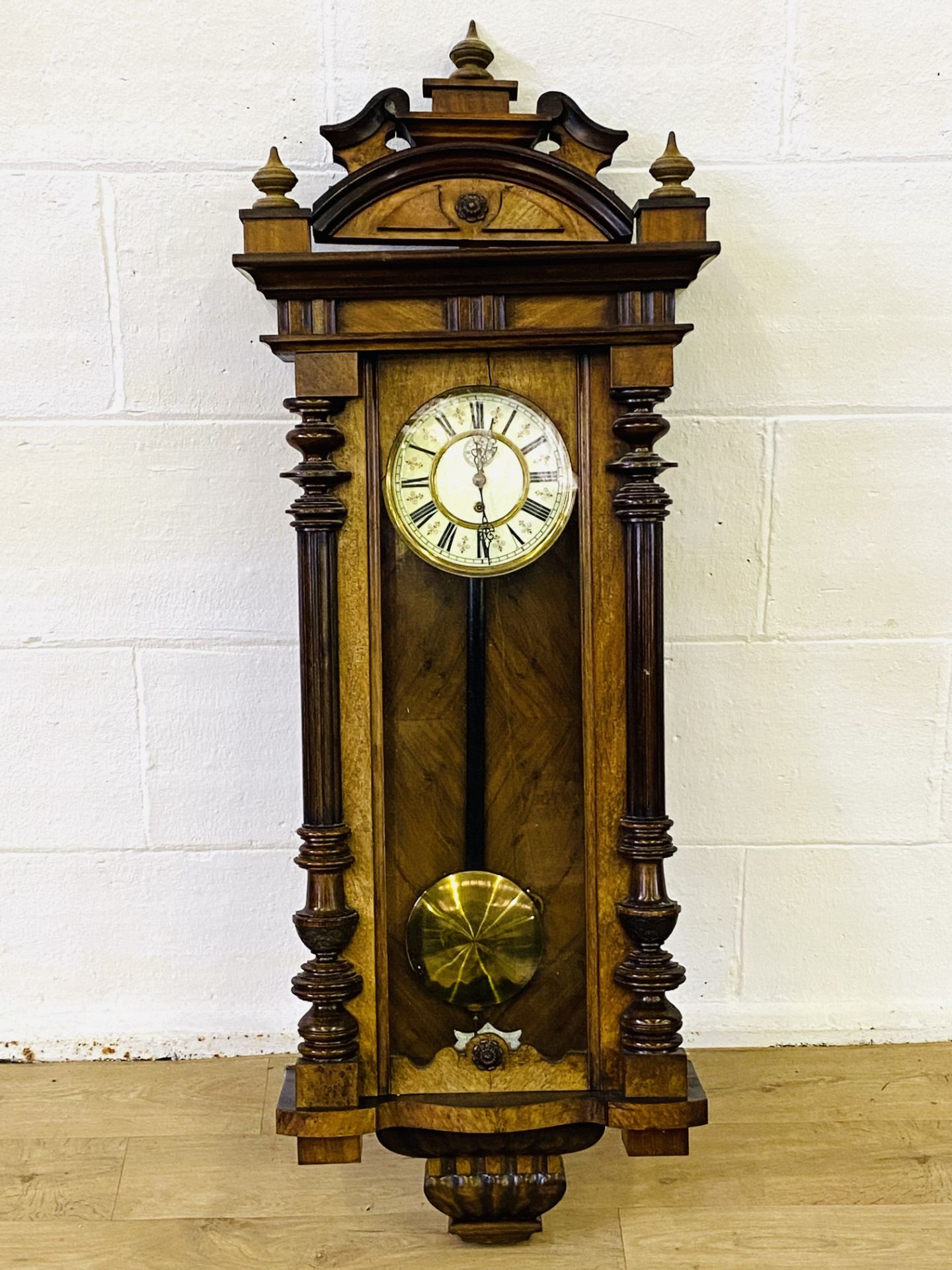 Mahogany and glass cased wall clock