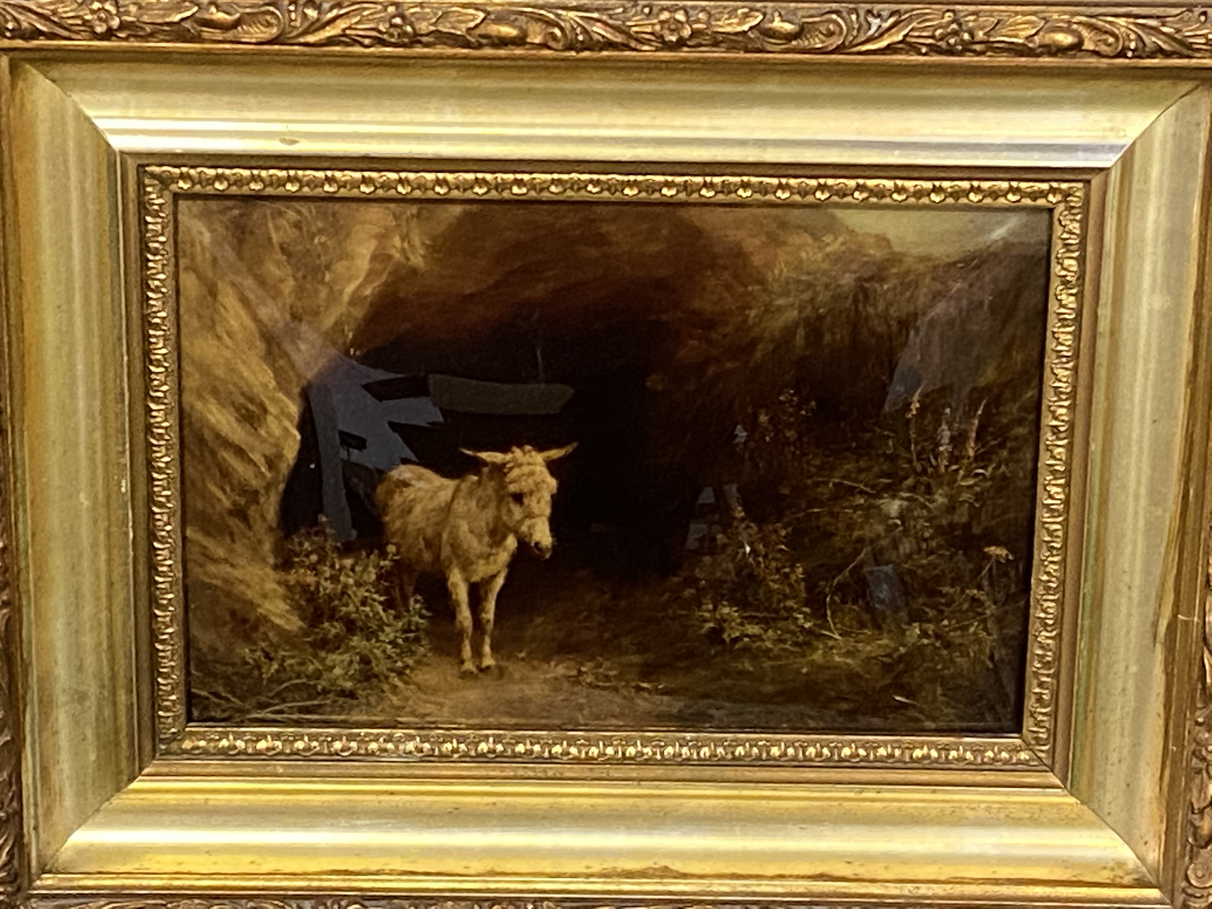 Gilt framed reverse glass painting - Image 2 of 3