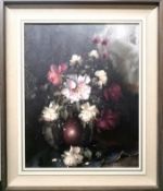 Framed oil on canvas still life