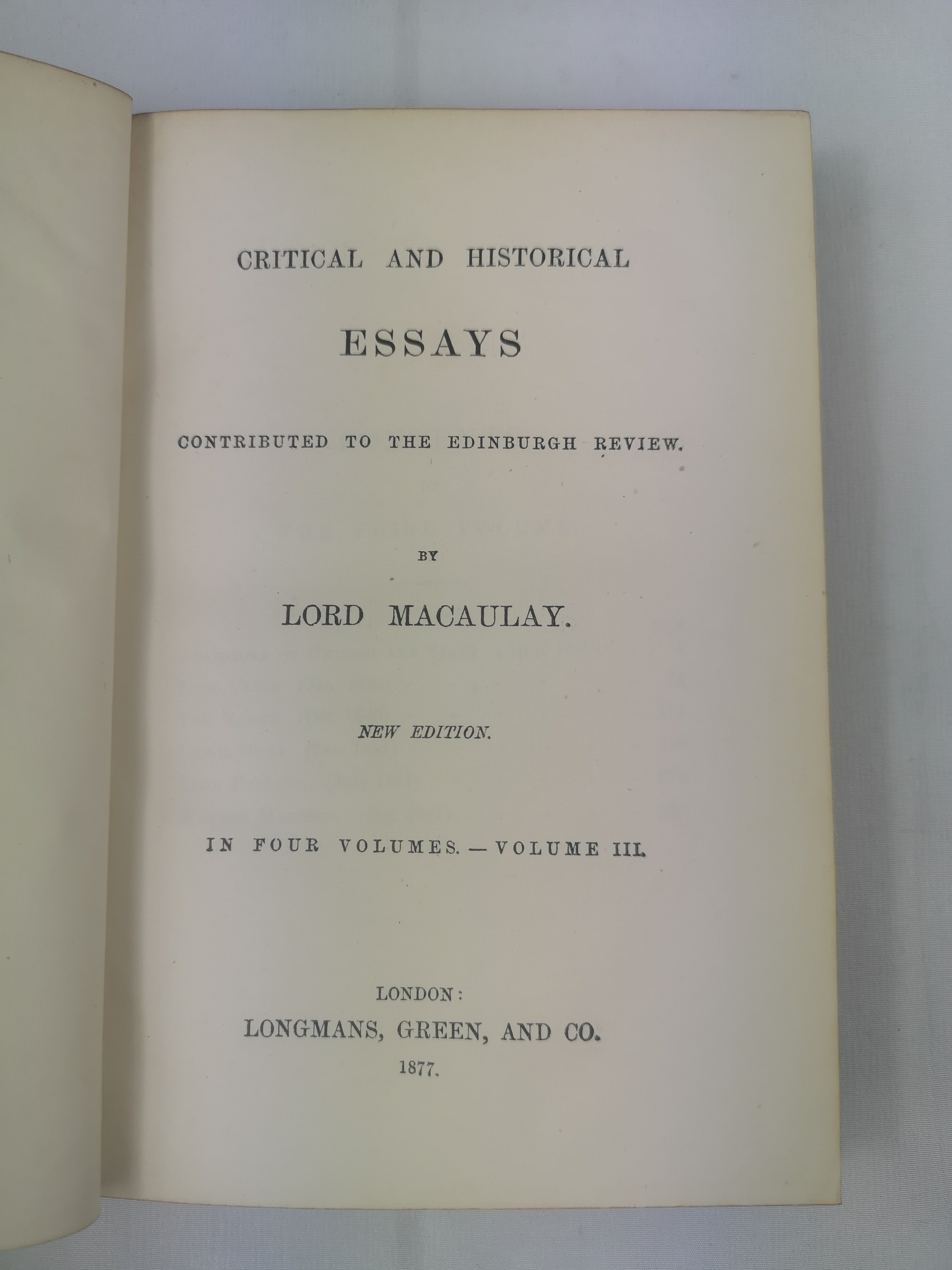 Critical and Historical Essays by Lord Macaulay - Image 3 of 5