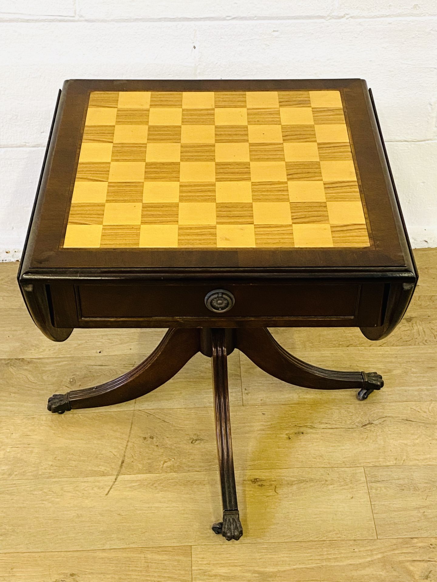 Inlaid dropside games table - Image 2 of 6