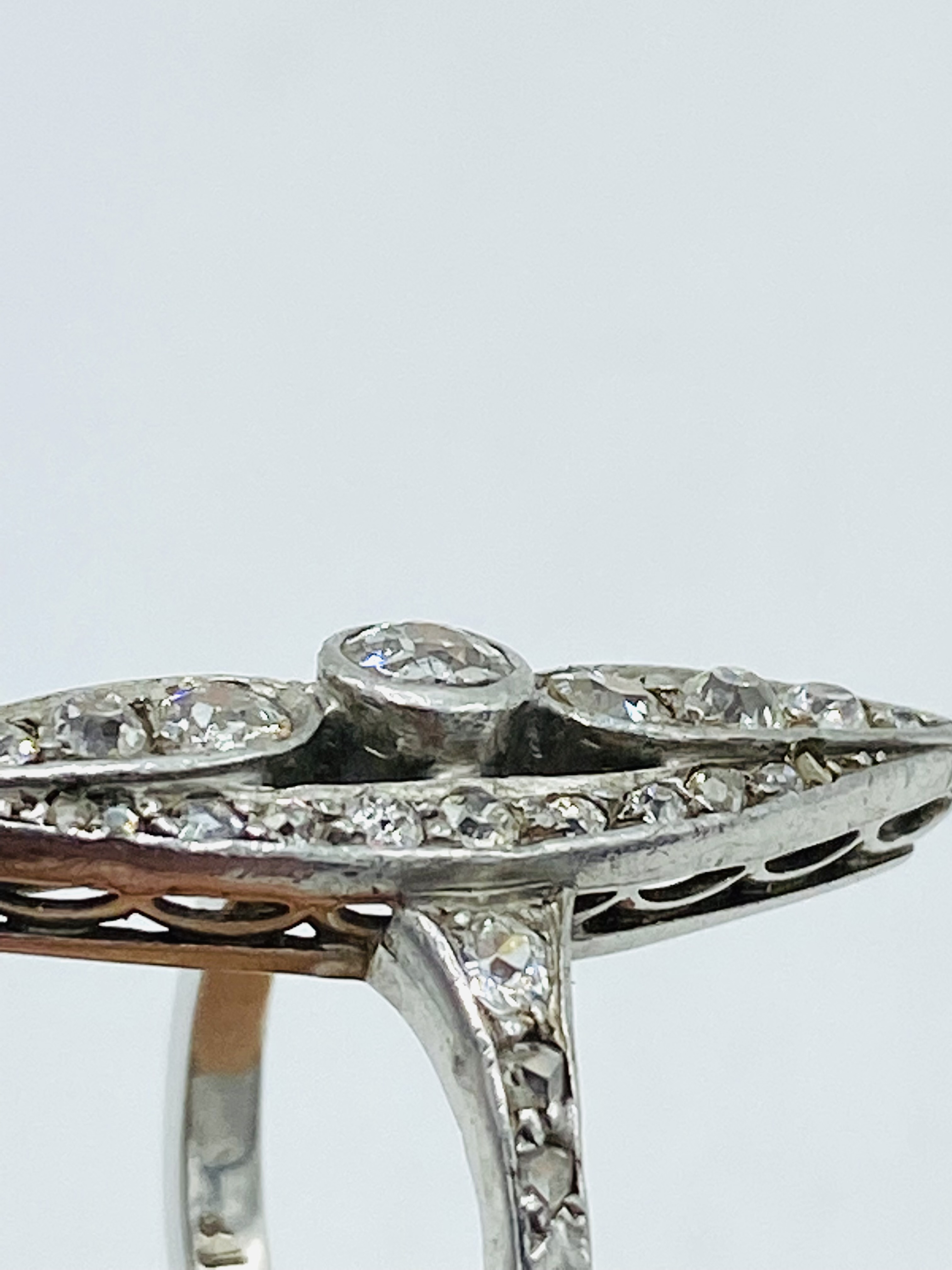 18ct white gold and diamond navette ring - Image 4 of 5