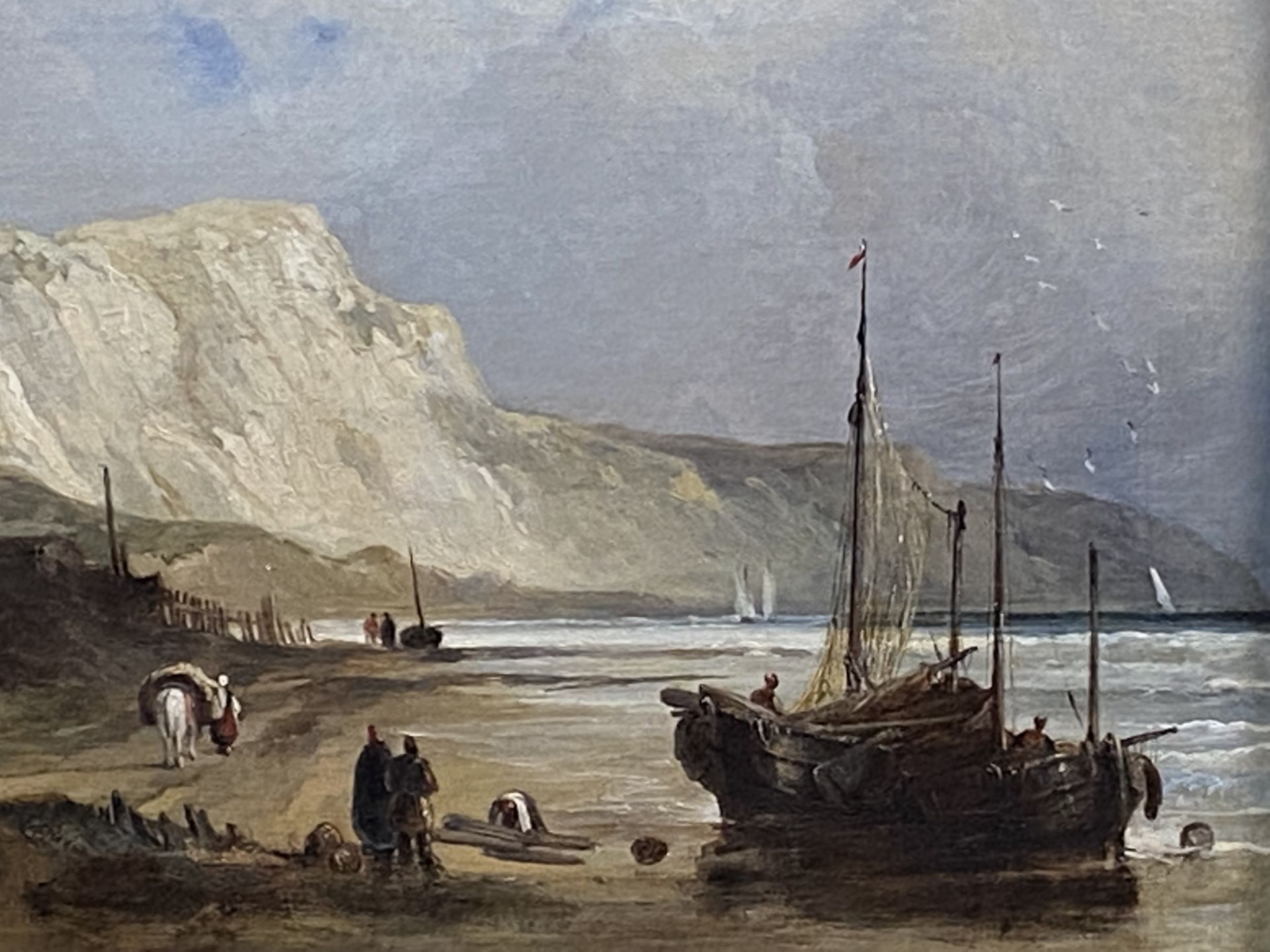 After Alfred Clint (British, 1807-83), framed oil on canvas, A View of Golden Cap, Charmouth - Image 2 of 6