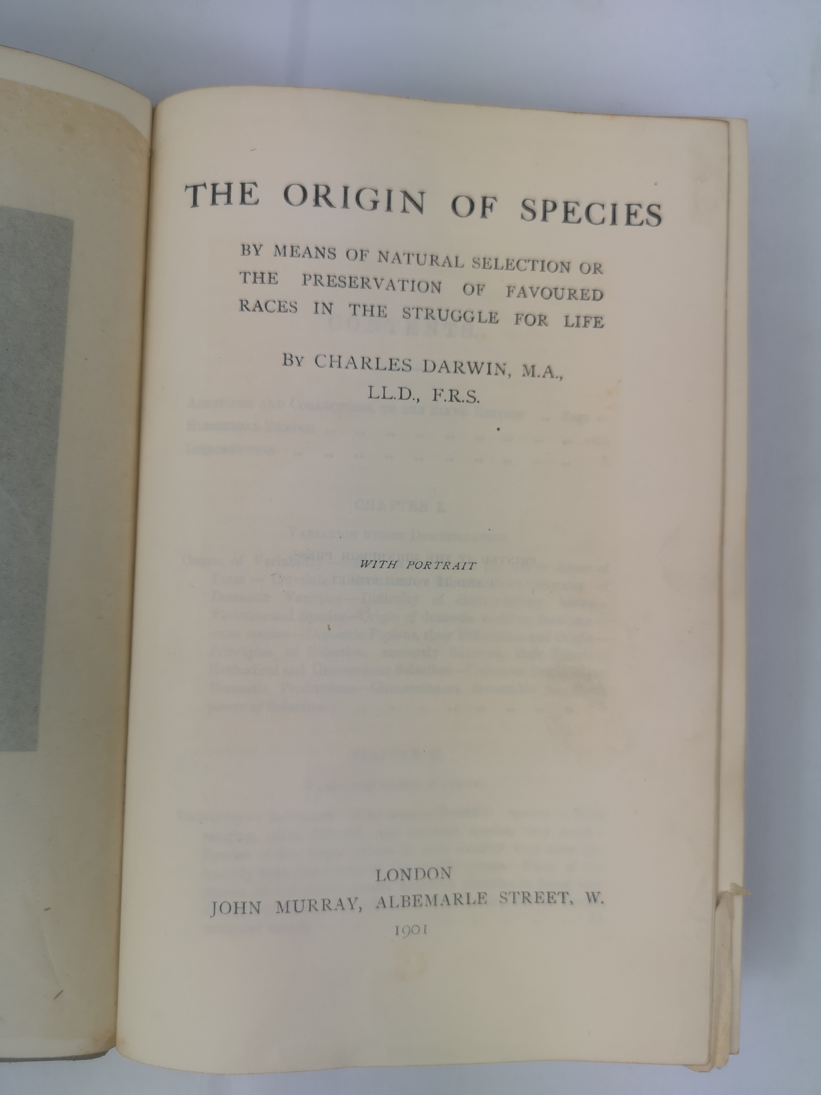 The Origin of Species by Charles Darwin, leather bound, published John Murray, 1901 - Image 2 of 5