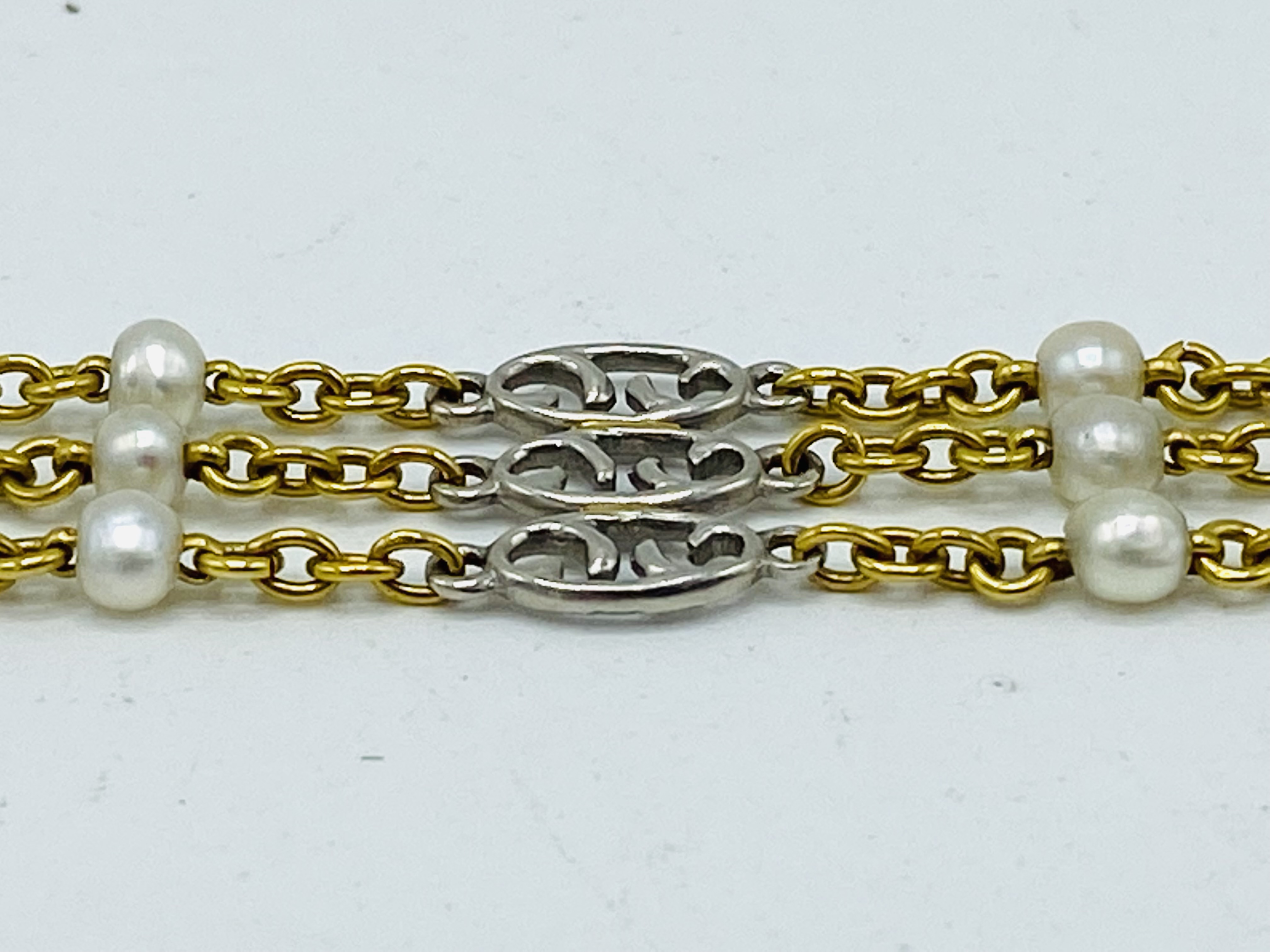 15ct gold, platinum and pearl bracelet - Image 3 of 5