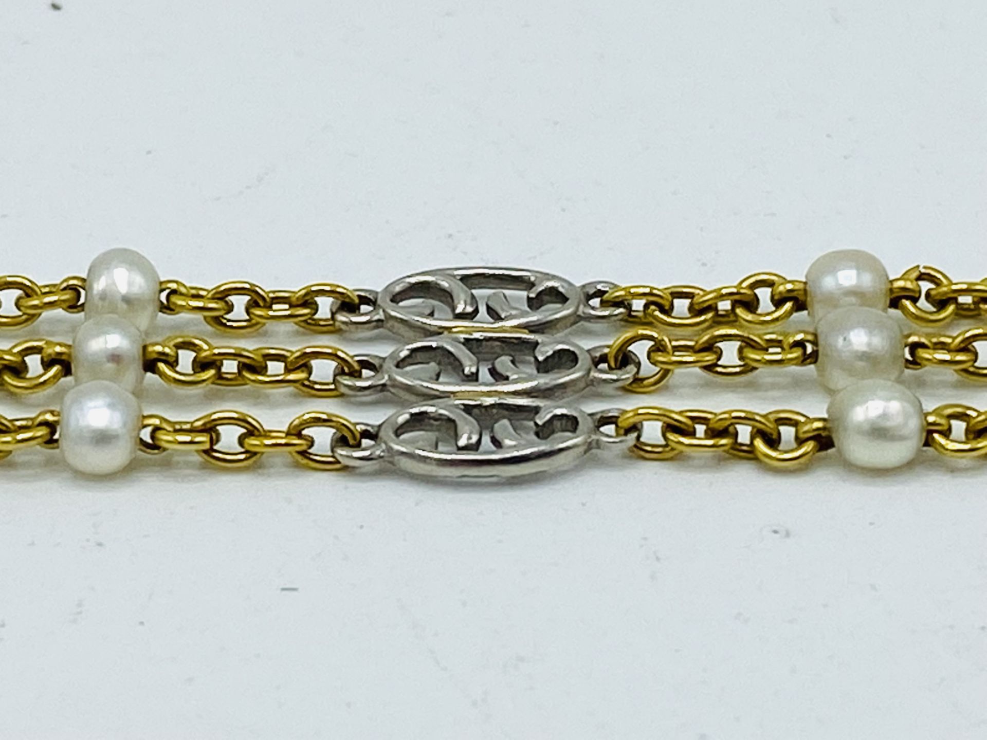 15ct gold, platinum and pearl bracelet - Image 3 of 5