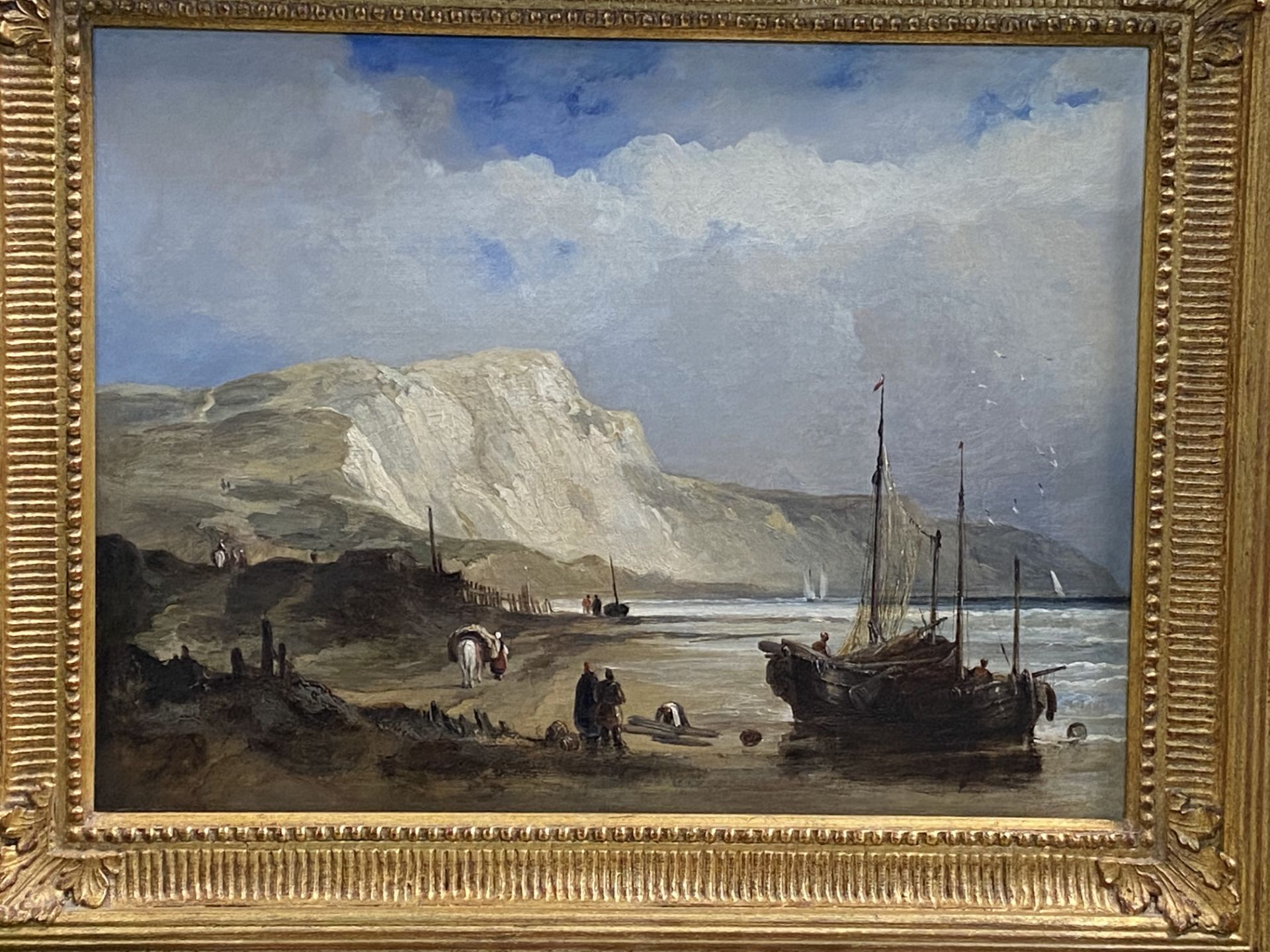 After Alfred Clint (British, 1807-83), framed oil on canvas, A View of Golden Cap, Charmouth - Image 5 of 6