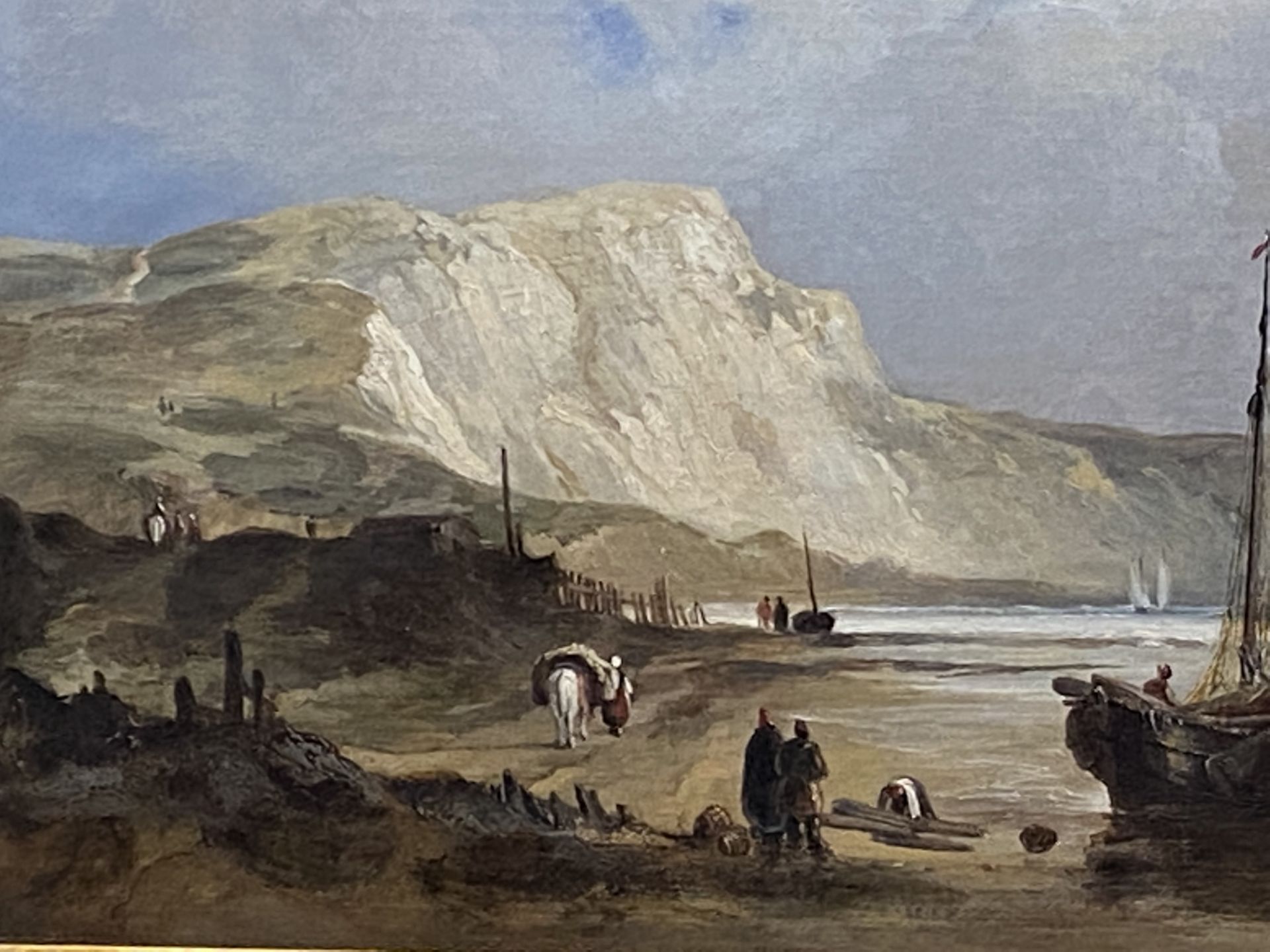 After Alfred Clint (British, 1807-83), framed oil on canvas, A View of Golden Cap, Charmouth