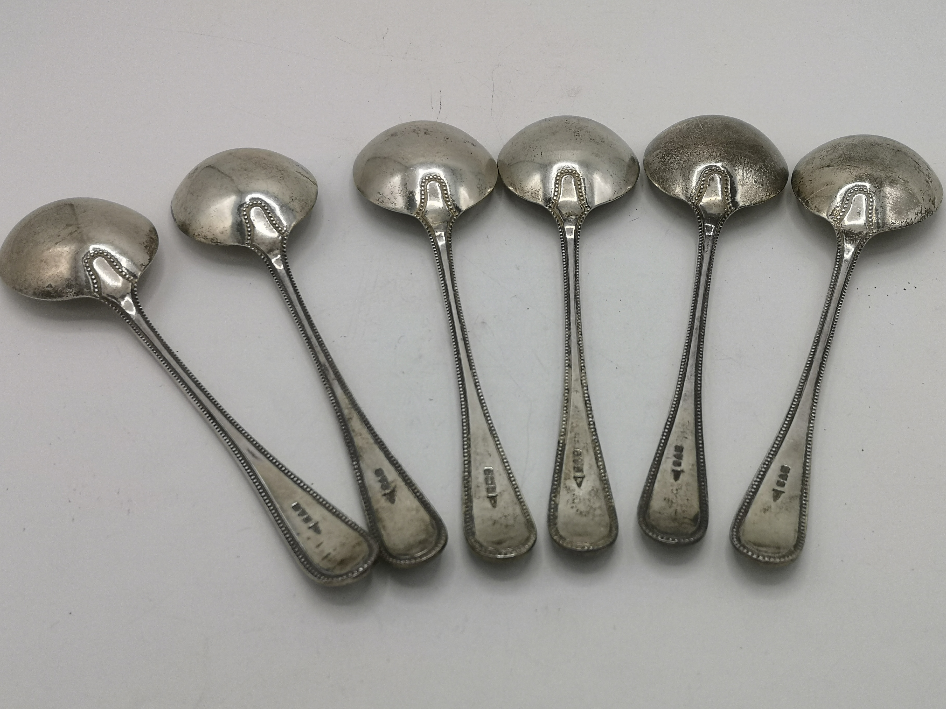 Five silver soup spoons together with a matched silver soup spoon - Image 3 of 6