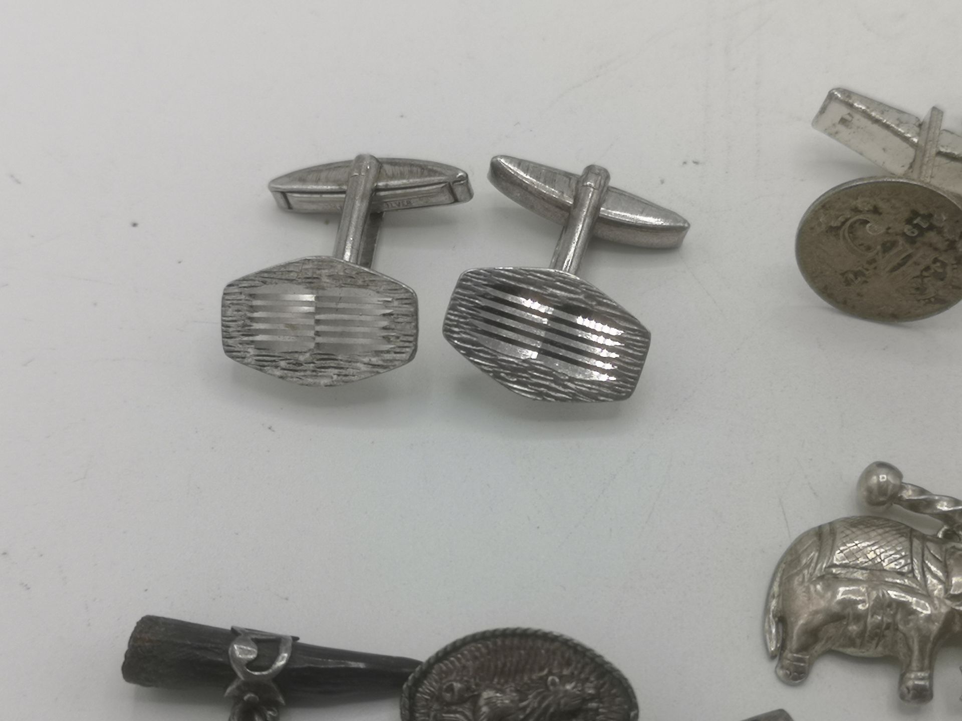 Six pairs of silver cufflinks - Image 3 of 6