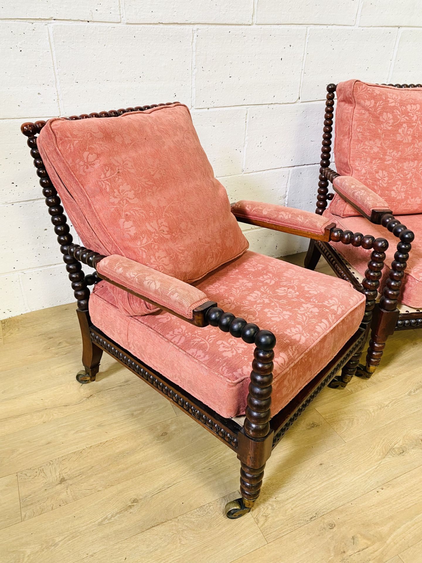 Two mahogany upholstered armchairs - Image 3 of 5