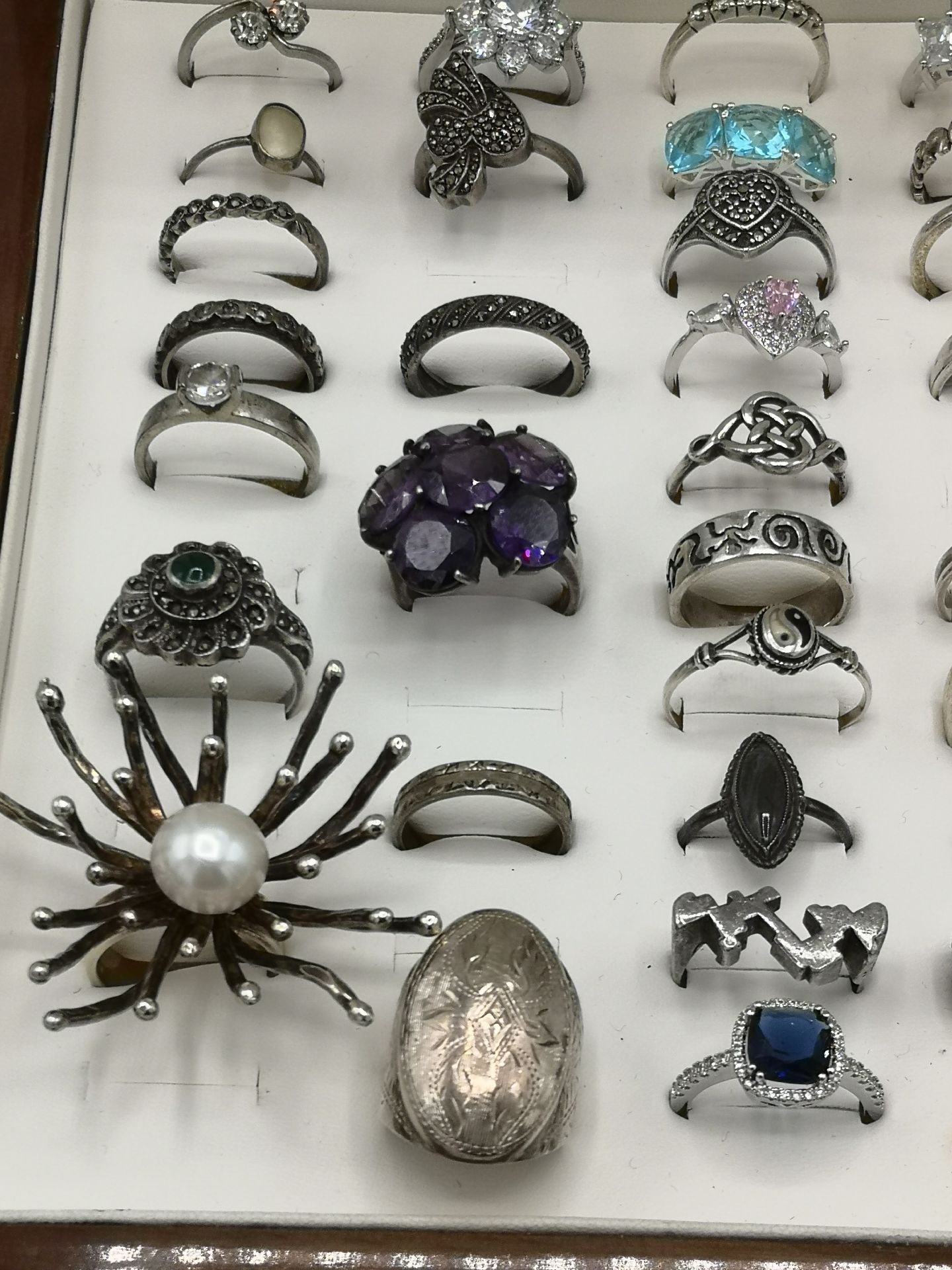 Collection of thirty eight silver rings - Image 4 of 9