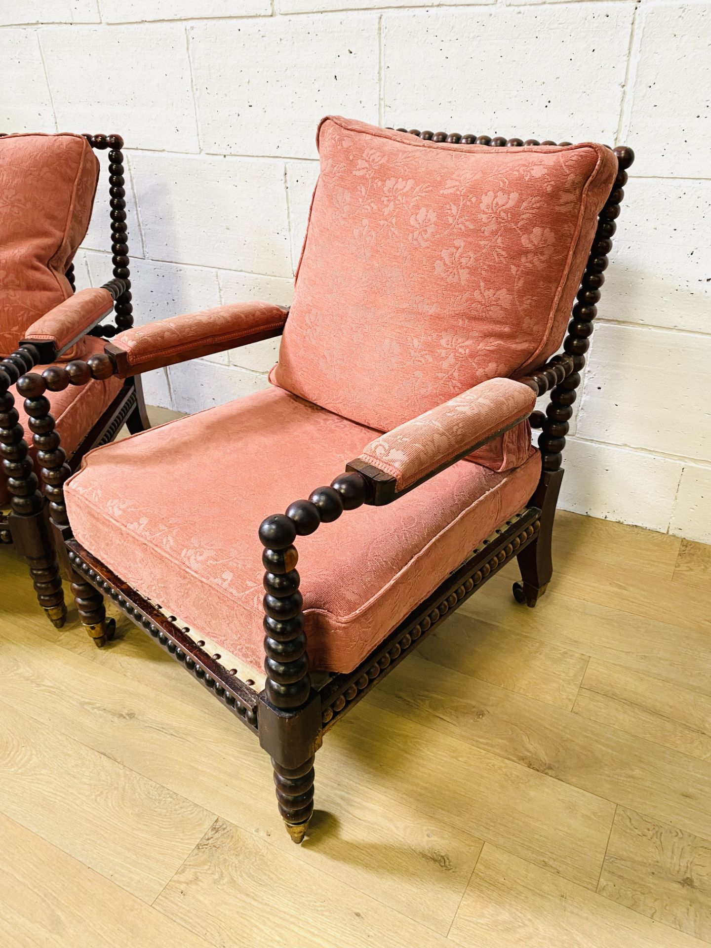 Two mahogany upholstered armchairs - Image 2 of 5