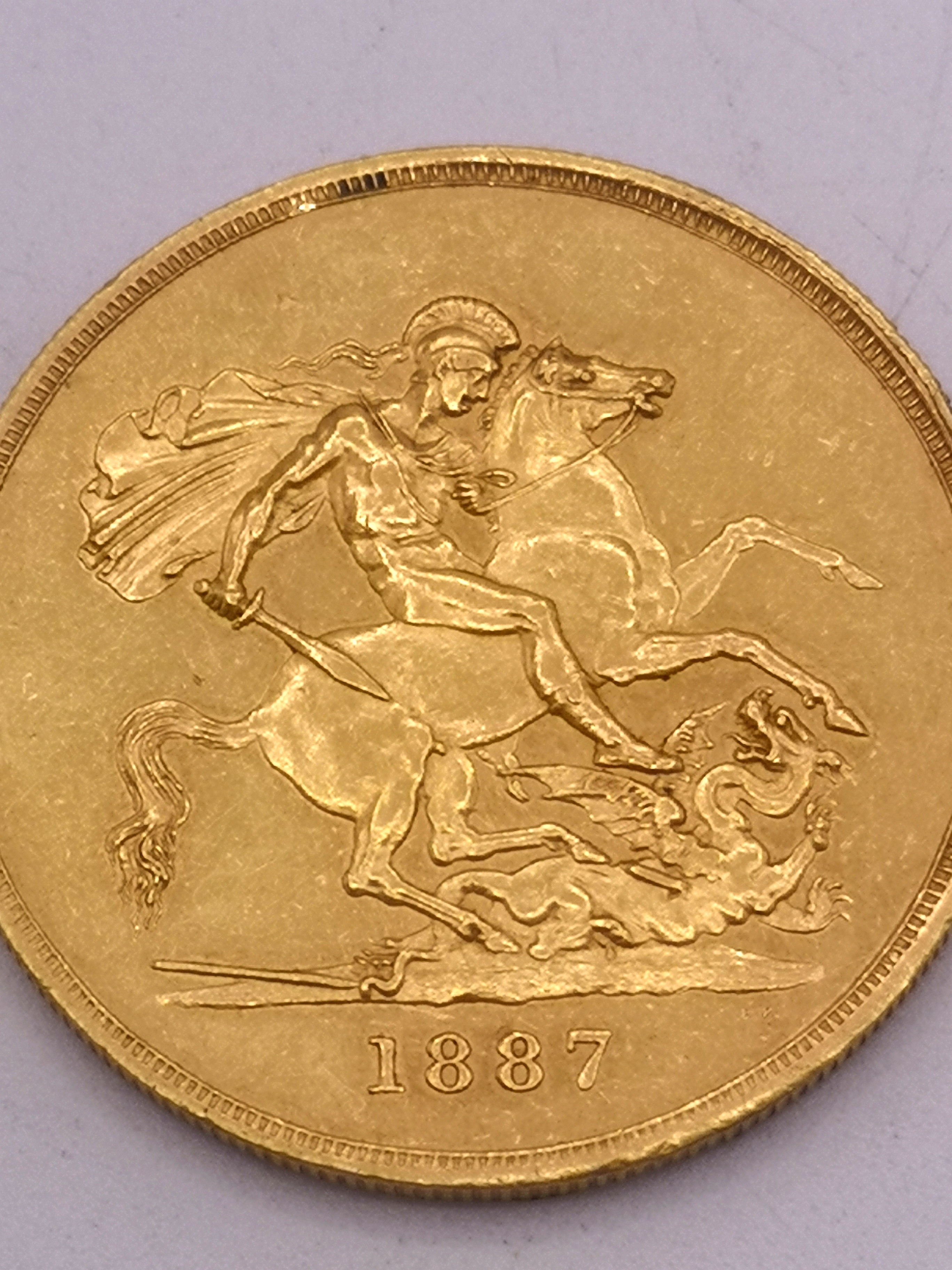 Queen Victoria jubilee five pounds gold coin, 1887 - Image 4 of 6