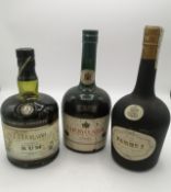 Bottle of El Dorado rum, Courvoisier brandy and Terry brandy