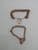 9ct gold chain link bracelet together with a rose gold plated bracelet