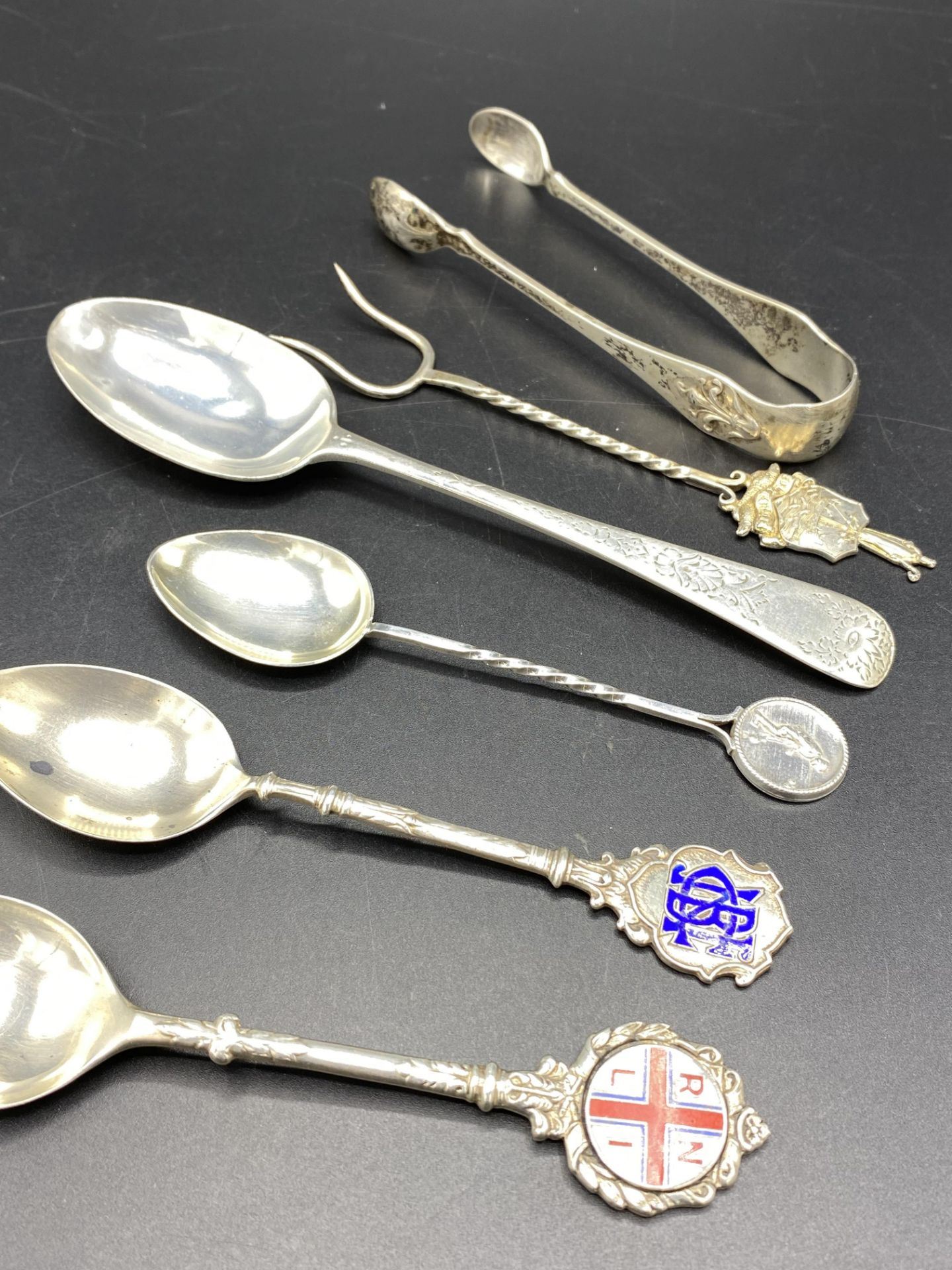 Three silver commemorative tea spoons and other items of silver - Image 2 of 4
