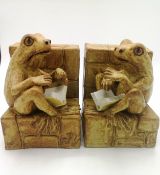 Pair of John Turrell bookends styled as frogs