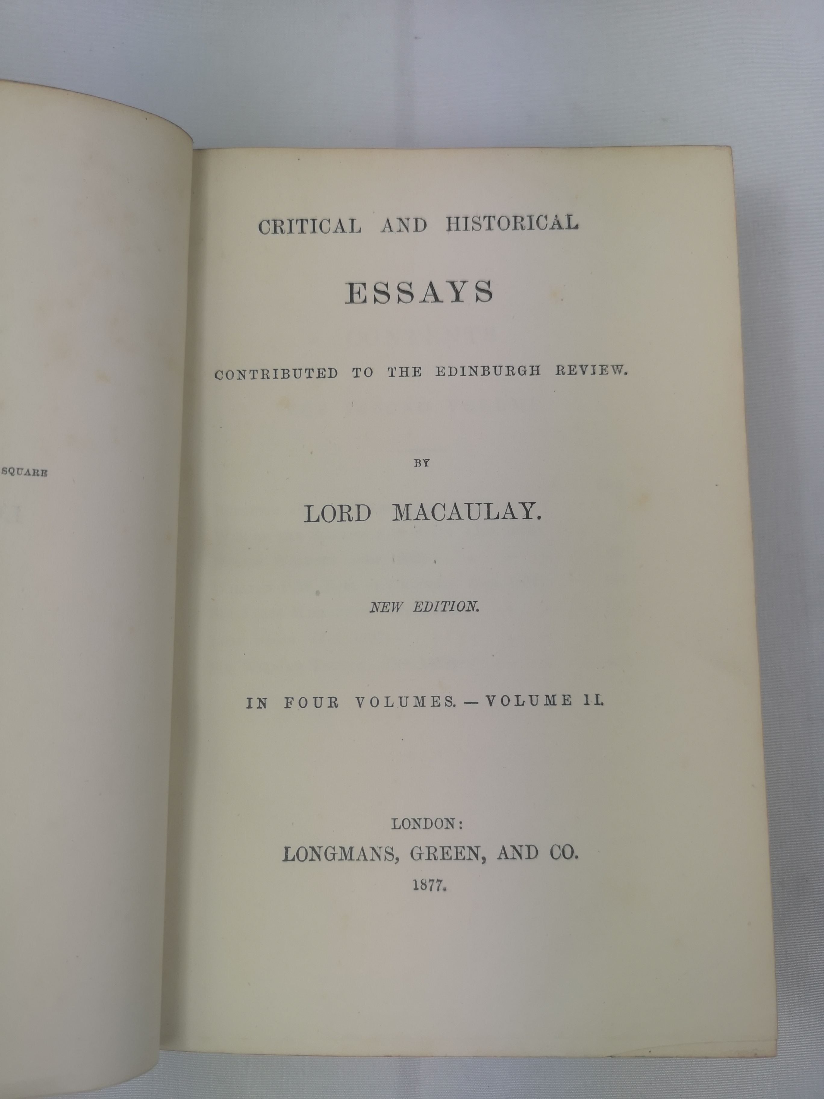 Critical and Historical Essays by Lord Macaulay - Image 4 of 5