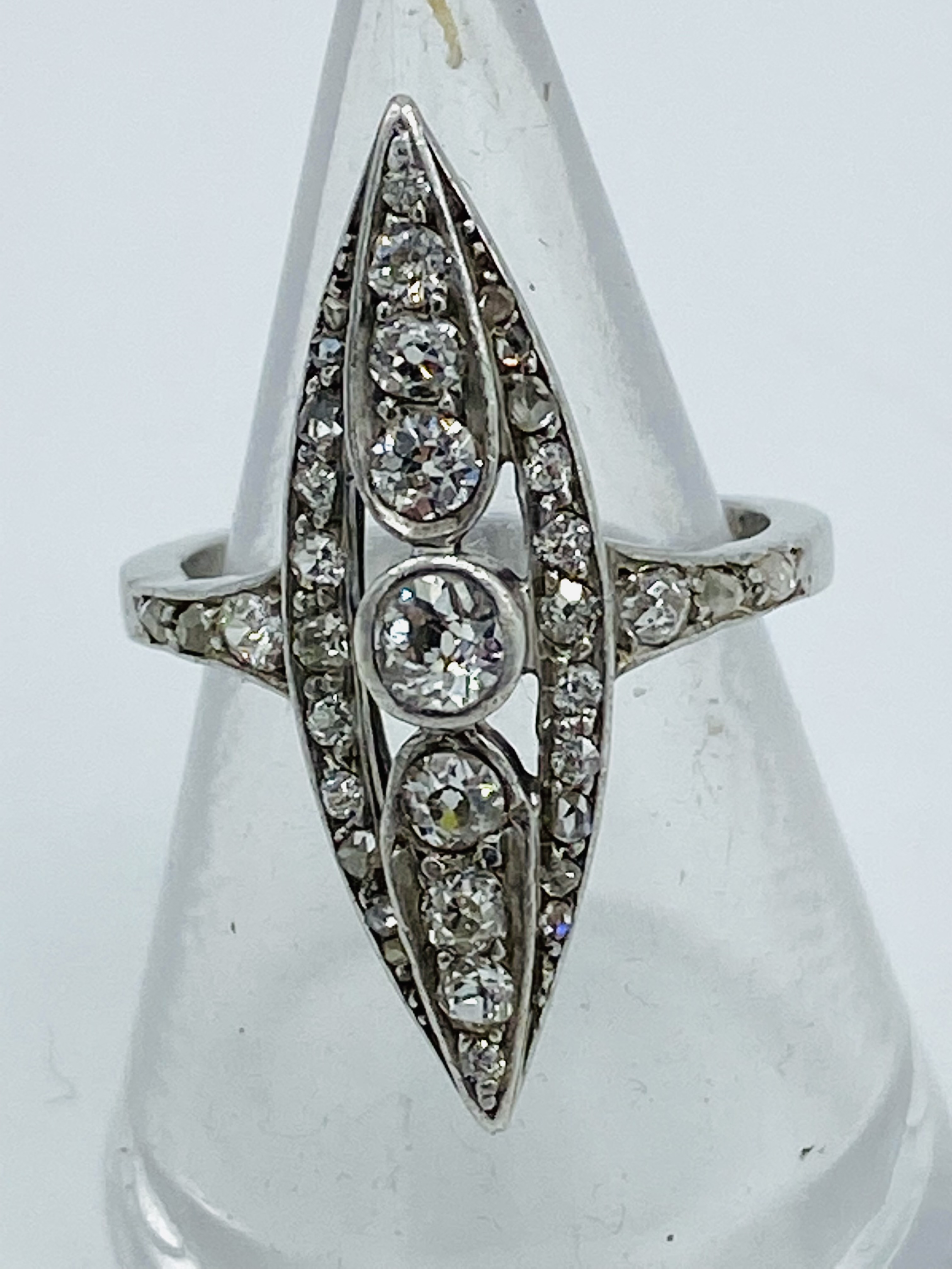 18ct white gold and diamond navette ring - Image 5 of 5