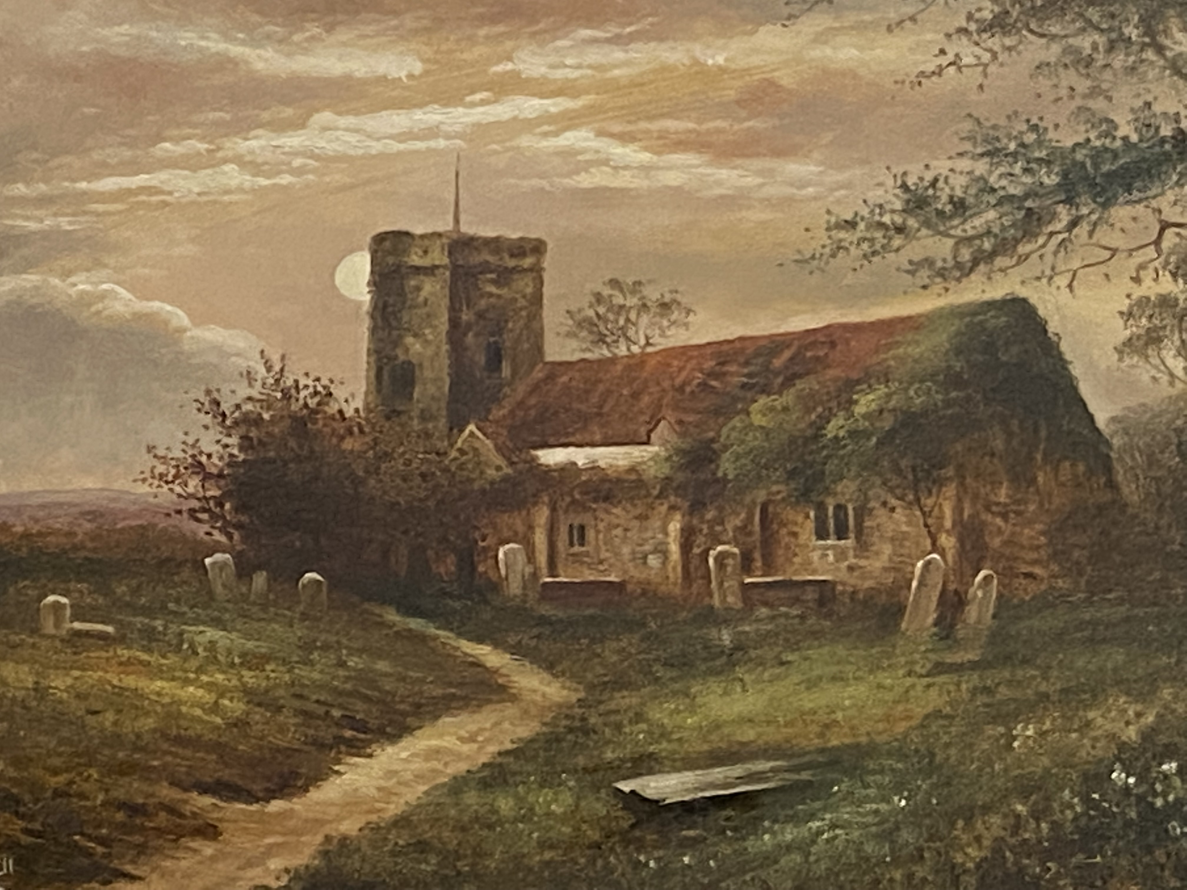 Framed oil of a country church - Image 2 of 4