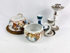 Five pieces of studio pottery