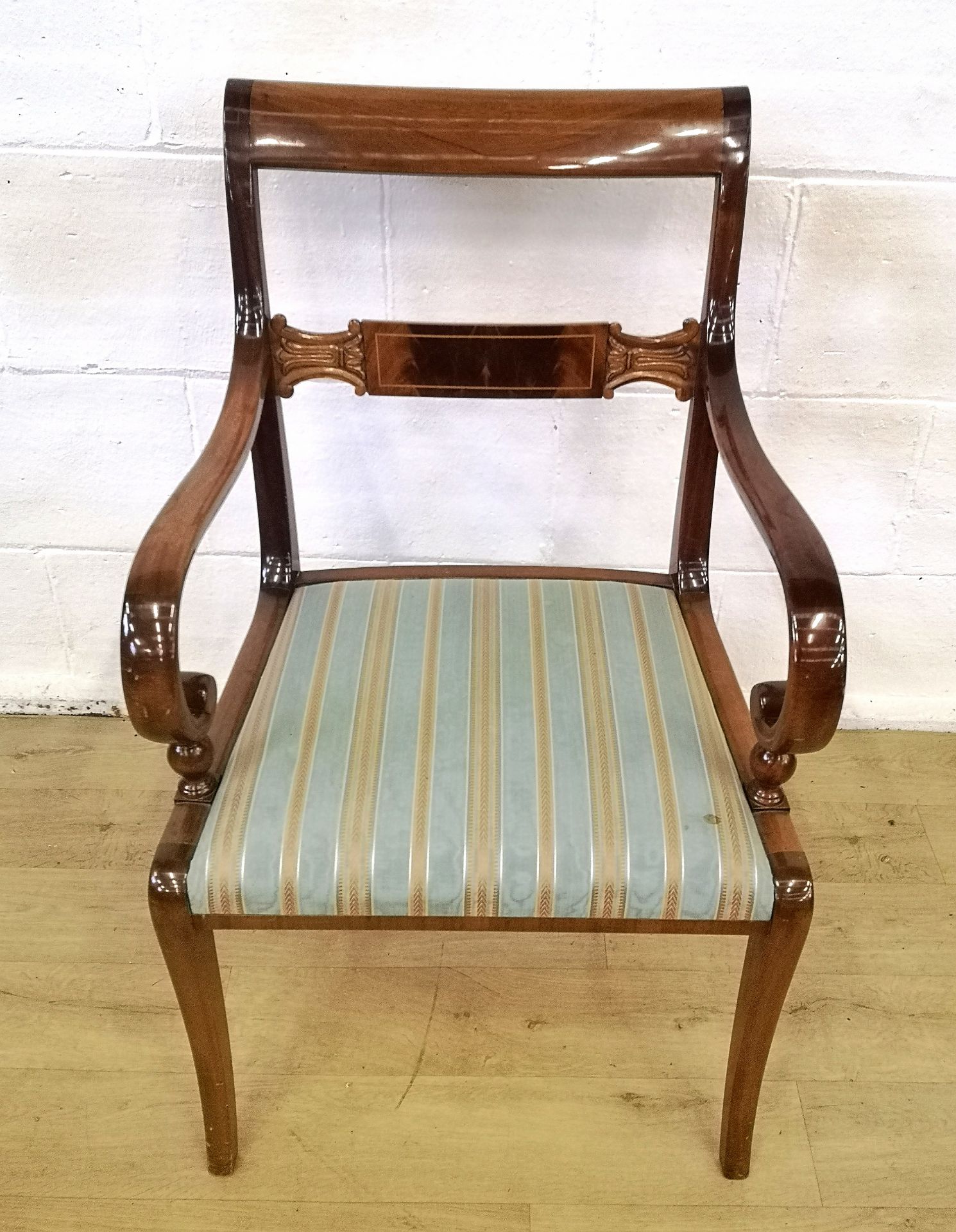 Two mahogany Biedermeier style dining chairs with matching carvers - Image 4 of 5